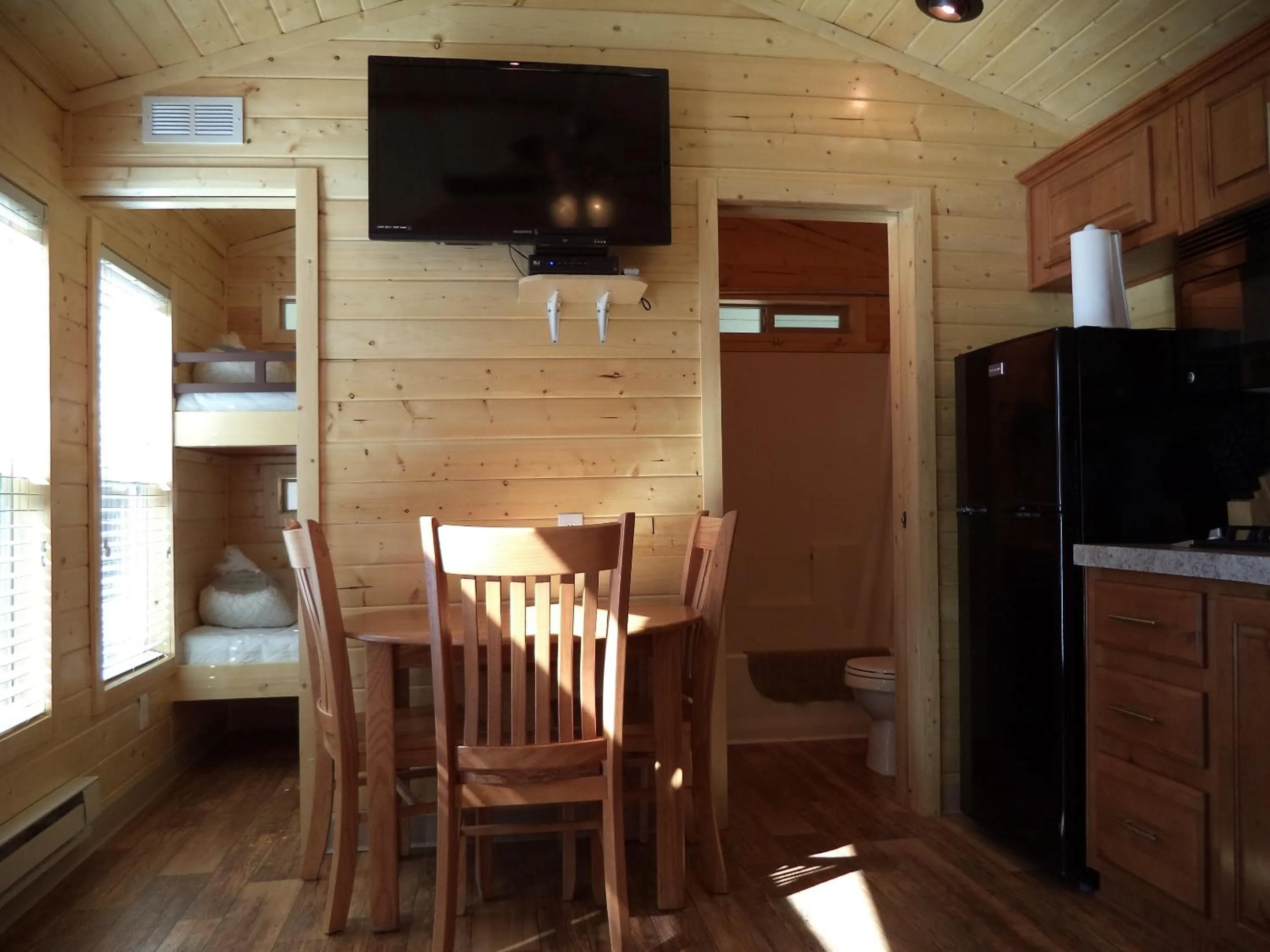 Living room in Palm Springs Camping Resort Cabin 3