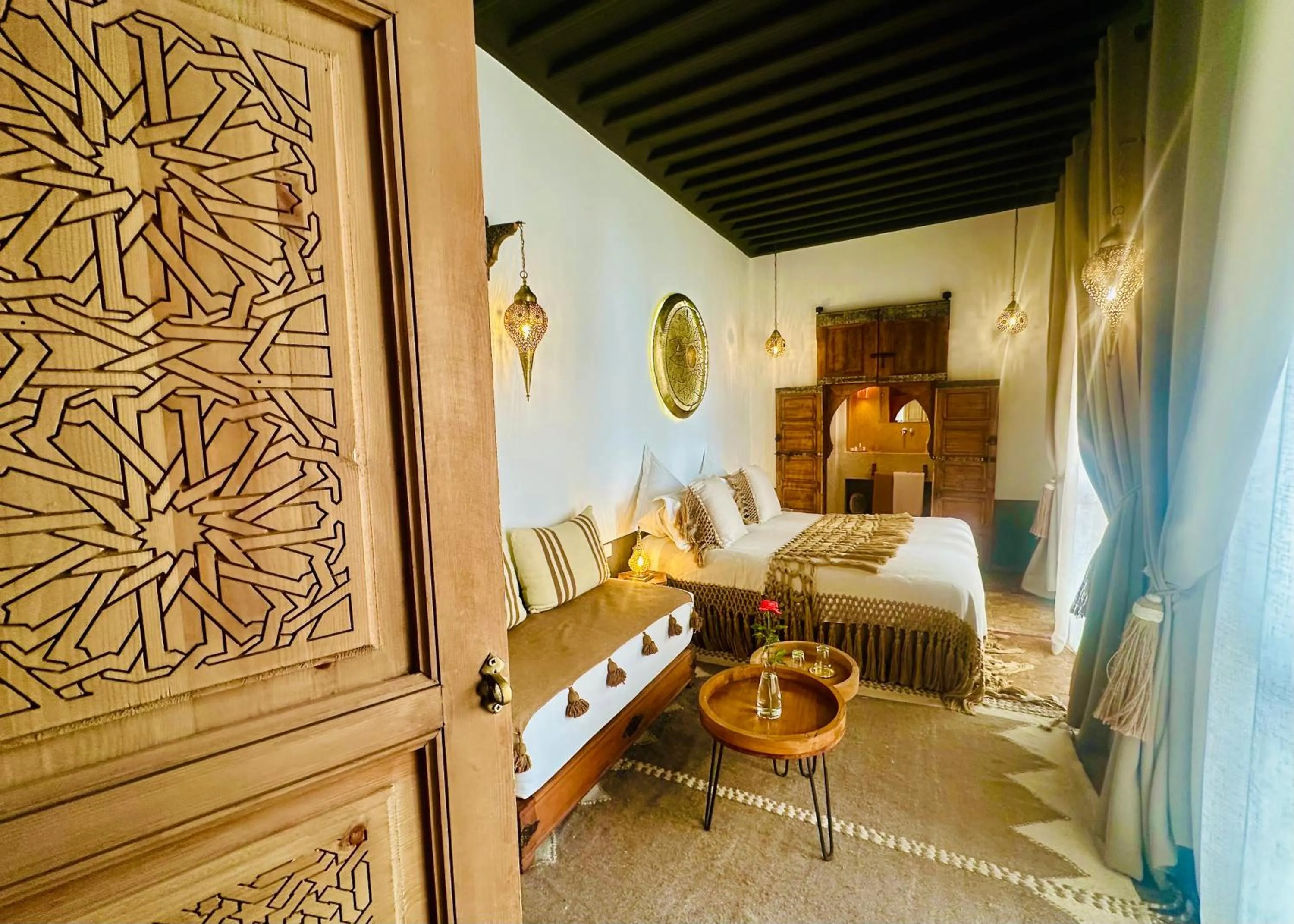 View (from property/room), Bed in Riad Jardin Des Sens & Spa