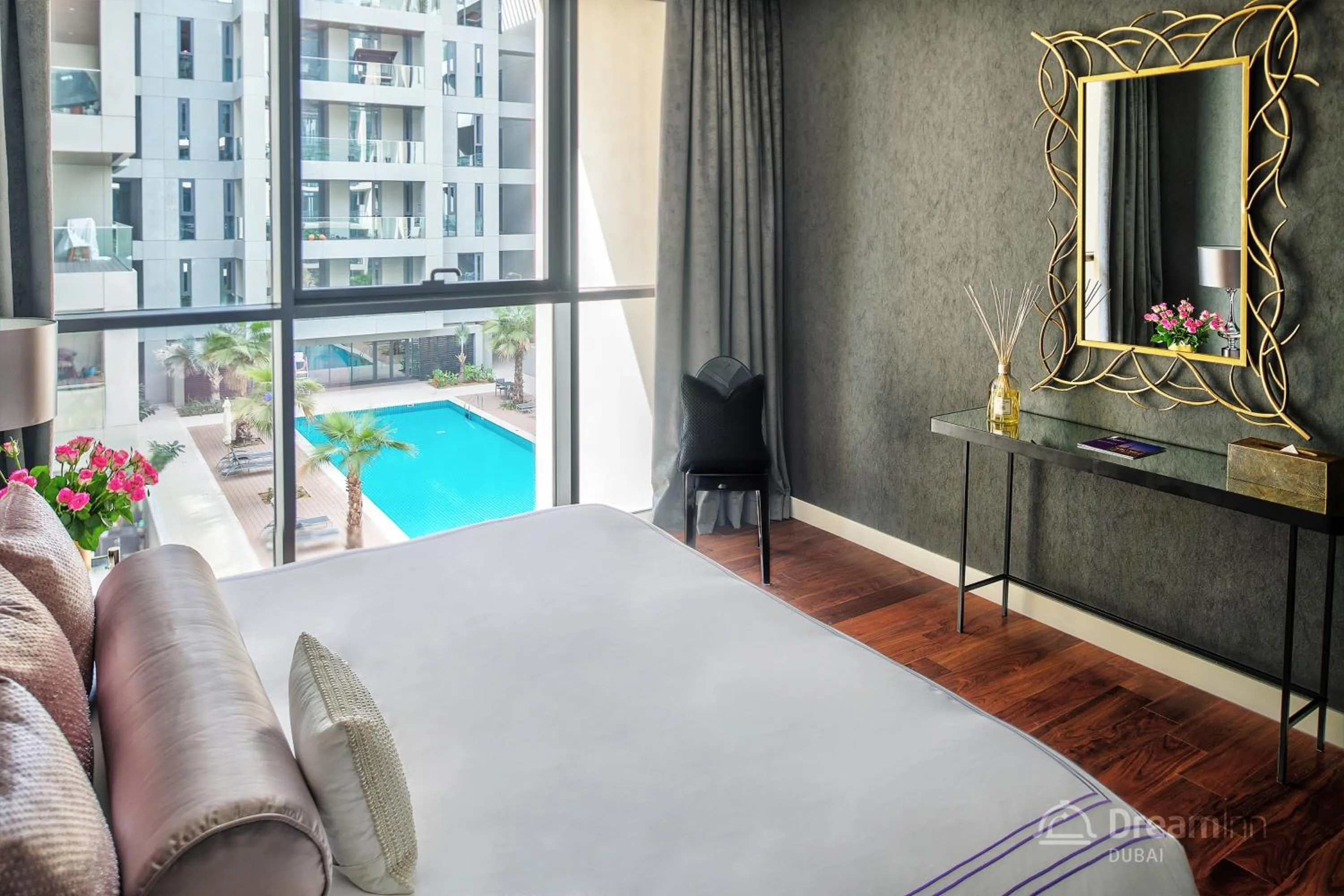 Bedroom, Pool View in Dream Inn Apartments - City Walk Prime