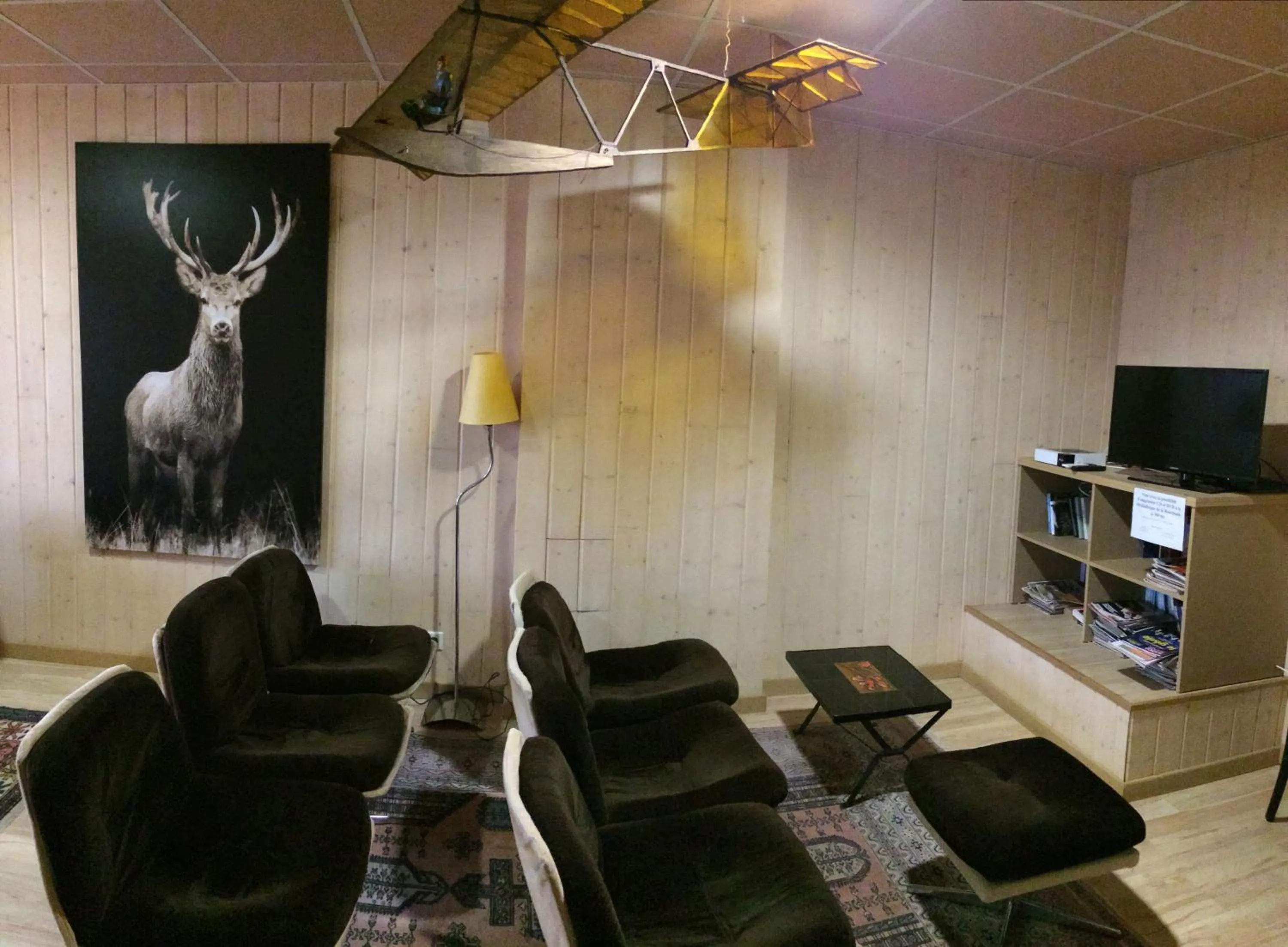 Communal lounge/ TV room in Hôtel de l'Aviation