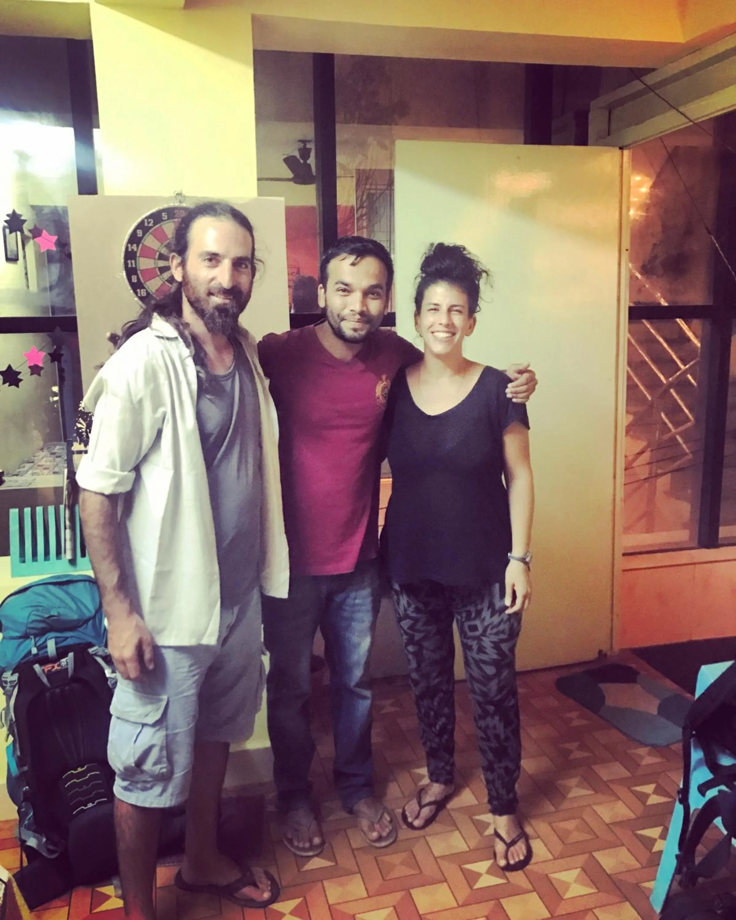 group of guests in The Little Blue Window Hostel