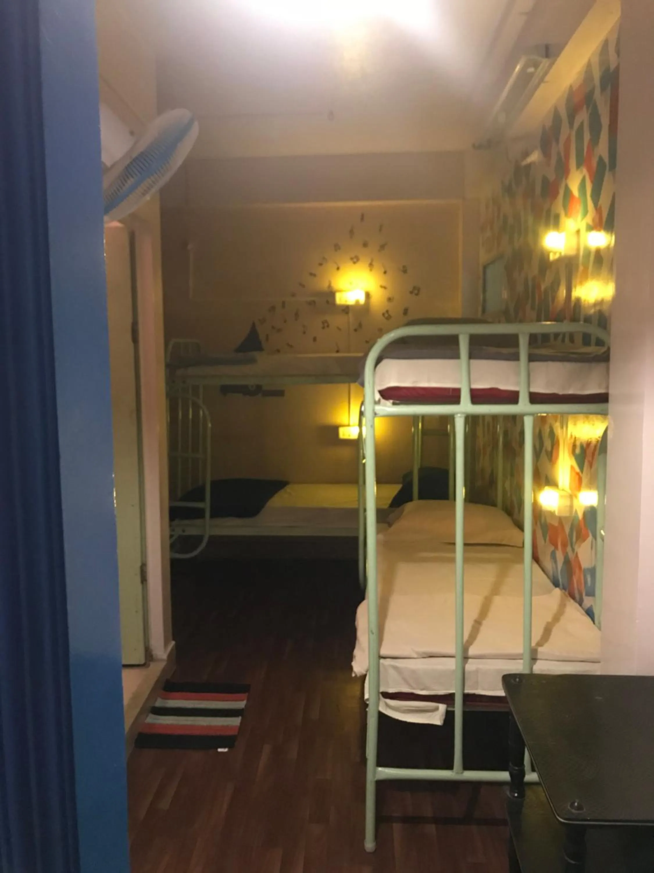 Decorative detail, Bed in The Little Blue Window Hostel