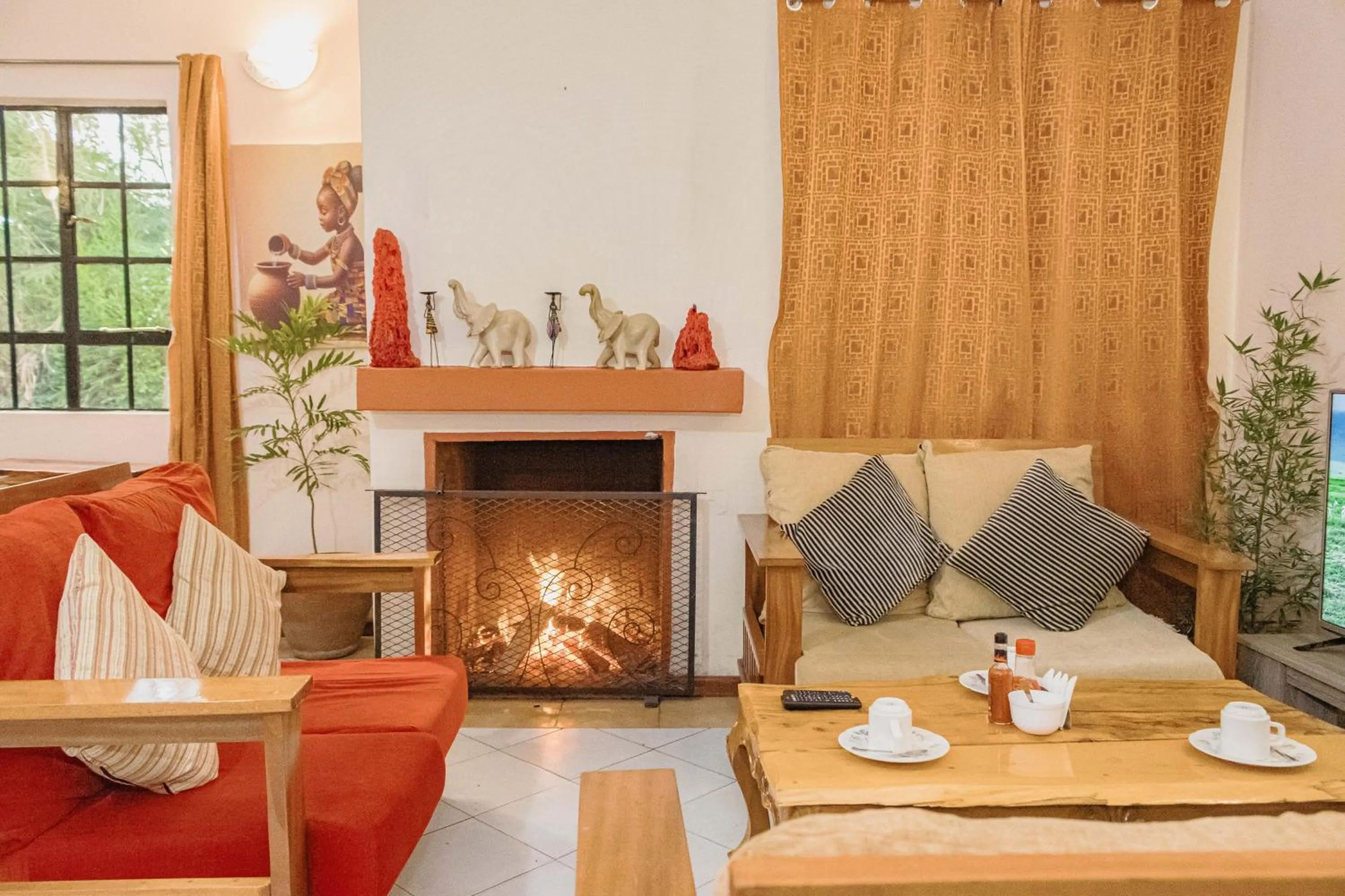 fireplace in The Farmhouse Inn