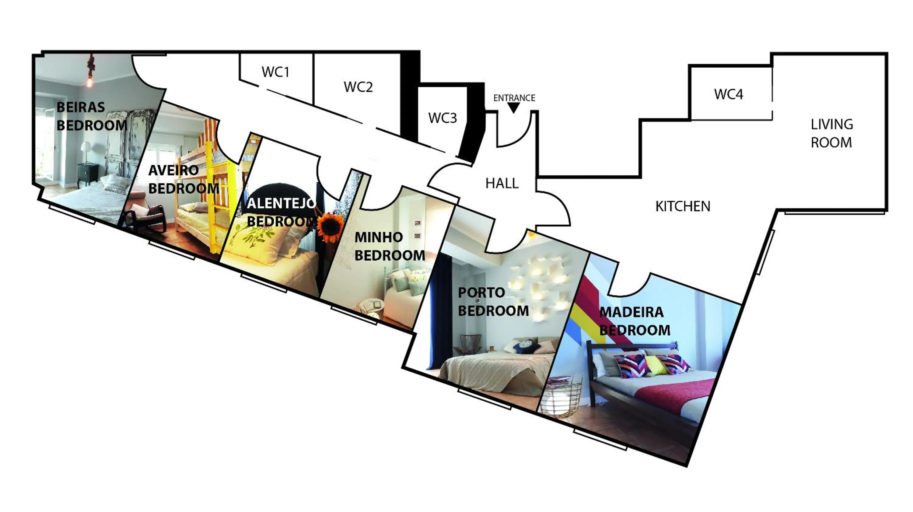 Floor plan in Lisbon Airport Hostel