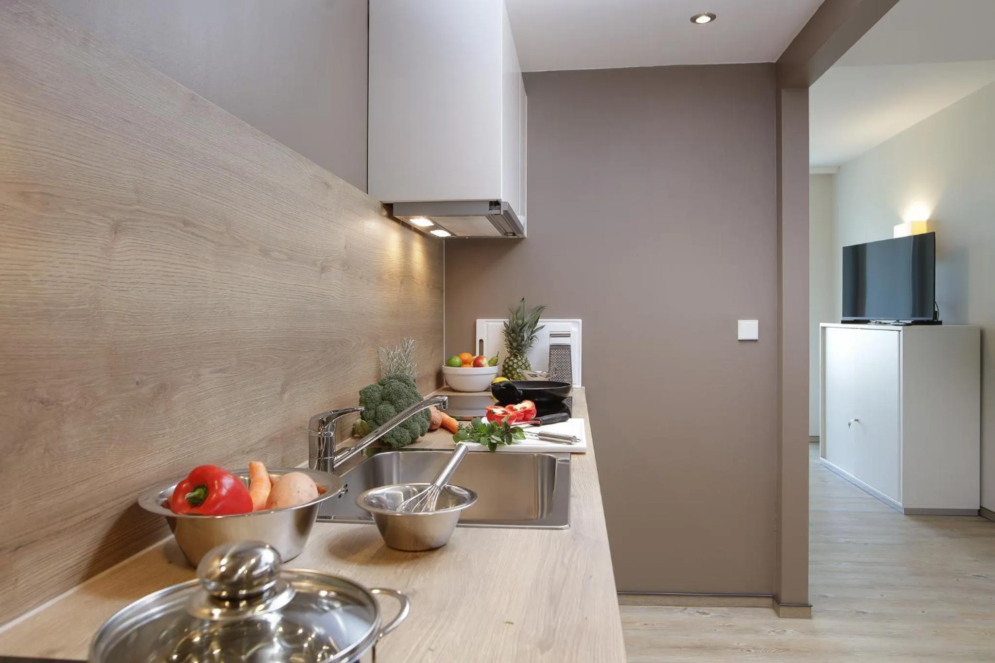 Kitchen or kitchenette in Hotel Stadt Lörrach