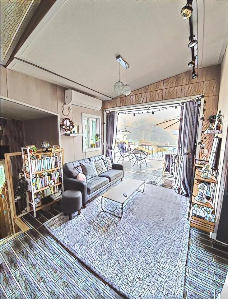 Living room, Bed in Us on Earth Guesthouse