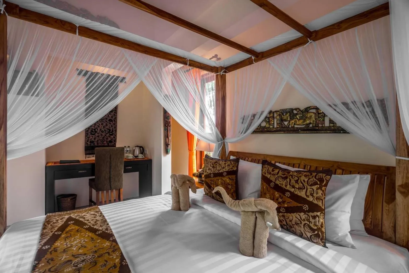 Bed in Gefecon Villa Ubud