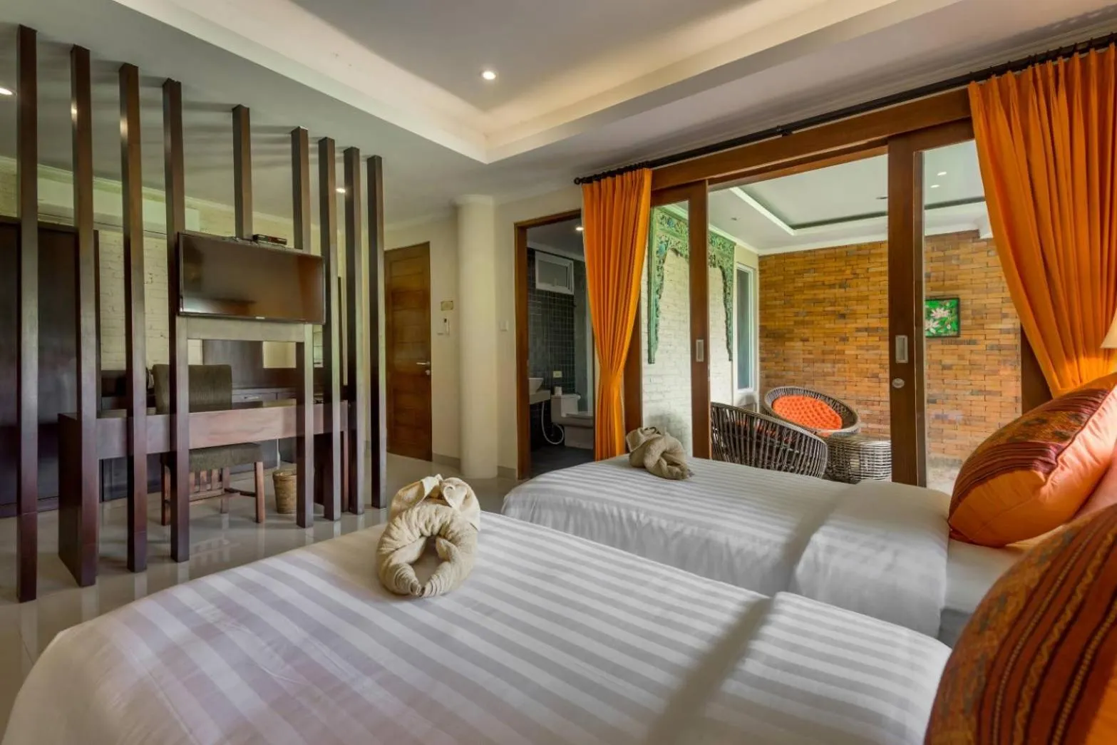 Bed in Gefecon Villa Ubud