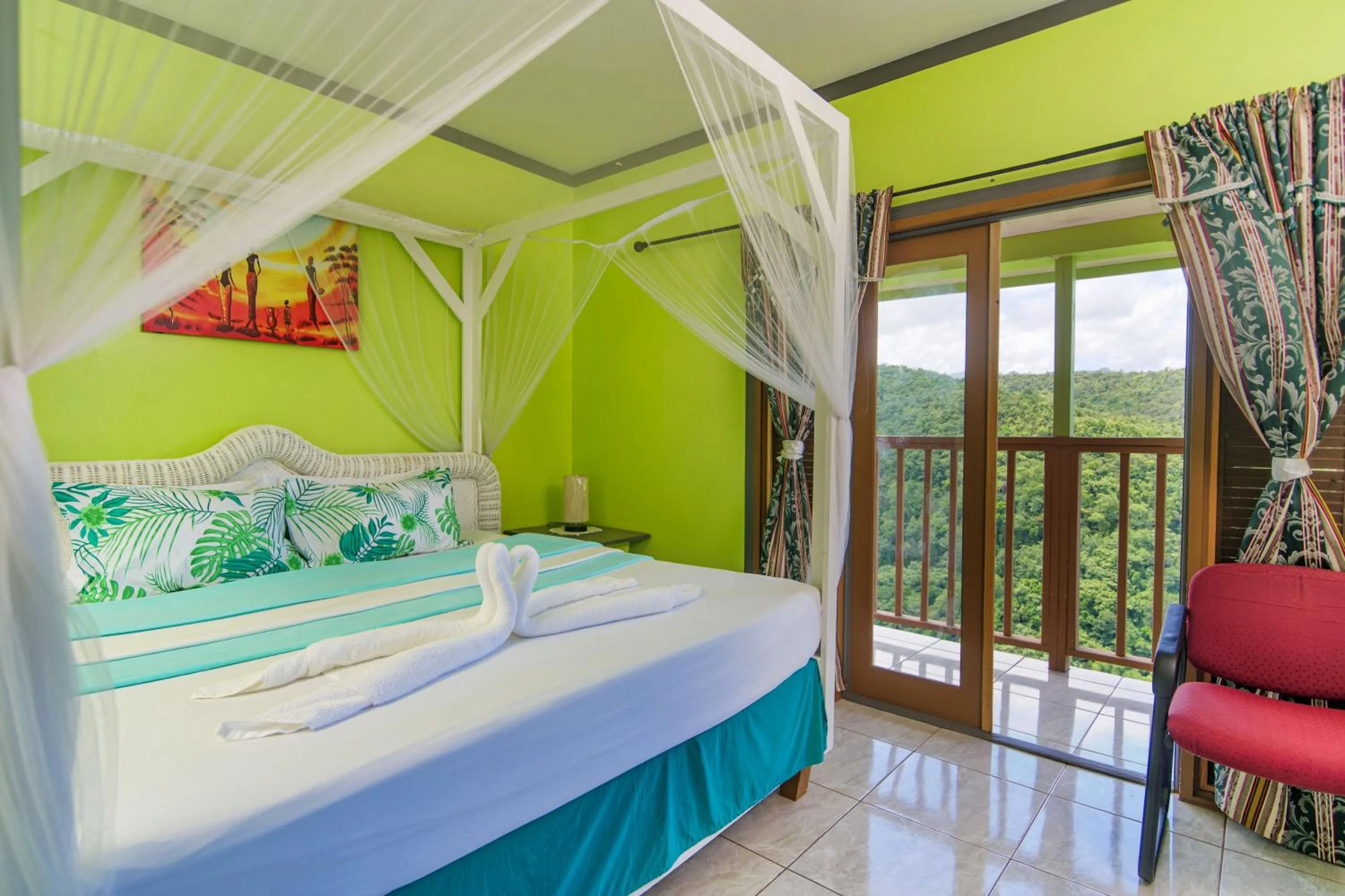 Bed in Tropical Paradise View