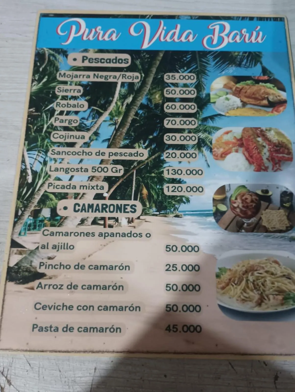 Food and drinks in Pura Vida Baru - La Casa del Cholo