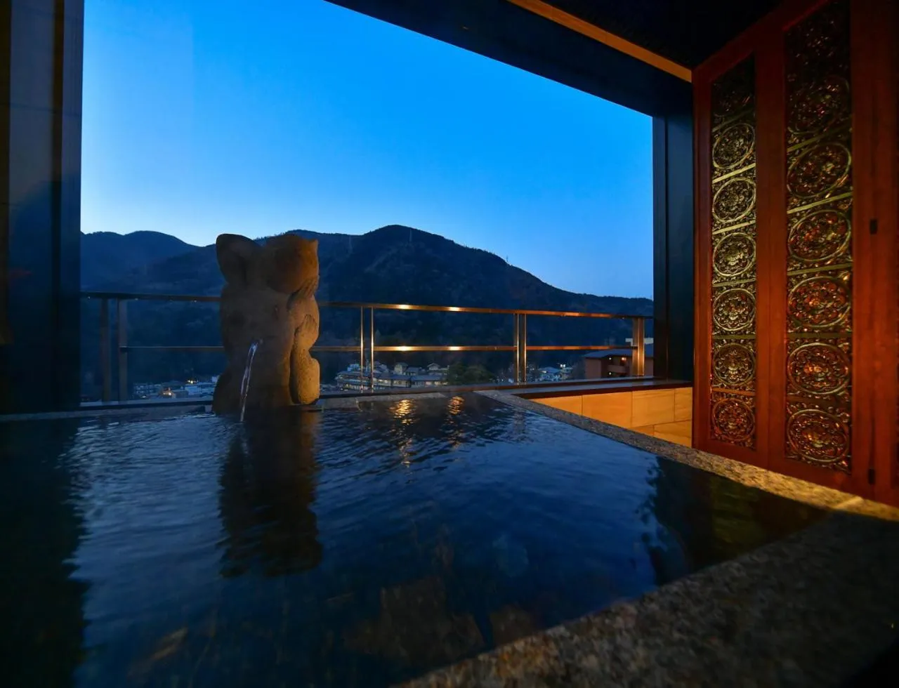 Hot Spring Bath in Balinese onsen ryokan Hakone Airu