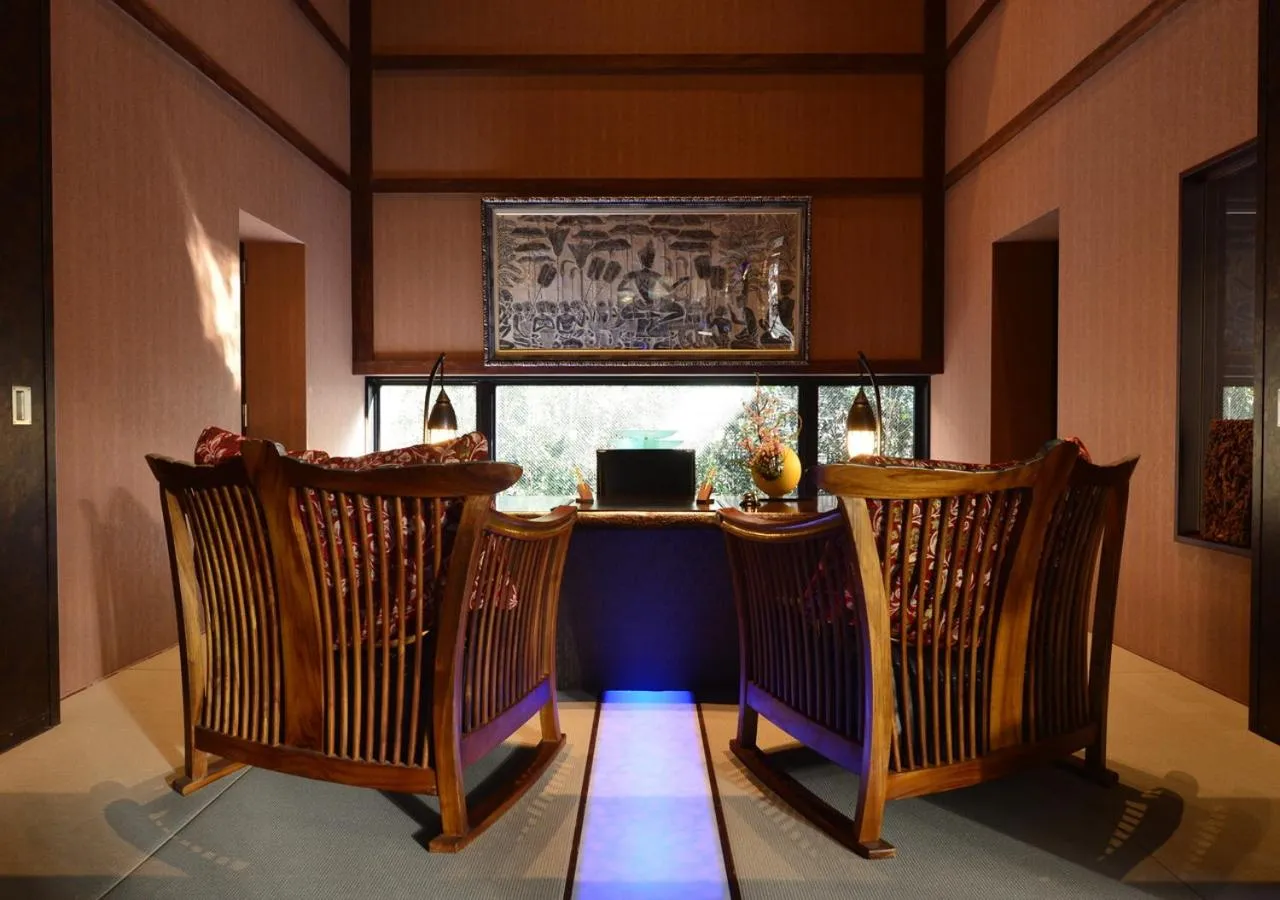 Lobby or reception in Balinese onsen ryokan Hakone Airu