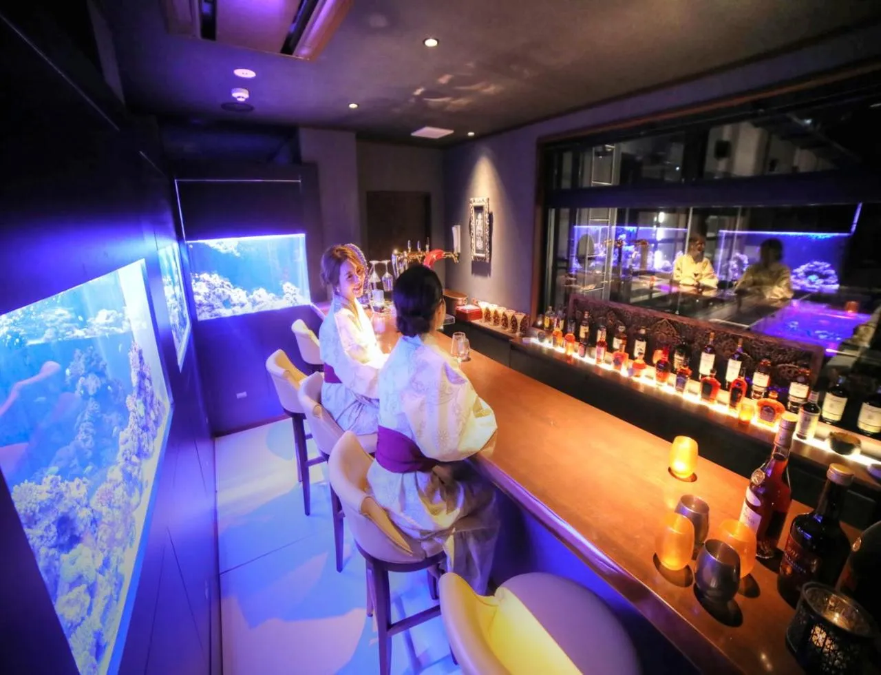 Lounge or bar in Balinese onsen ryokan Hakone Airu
