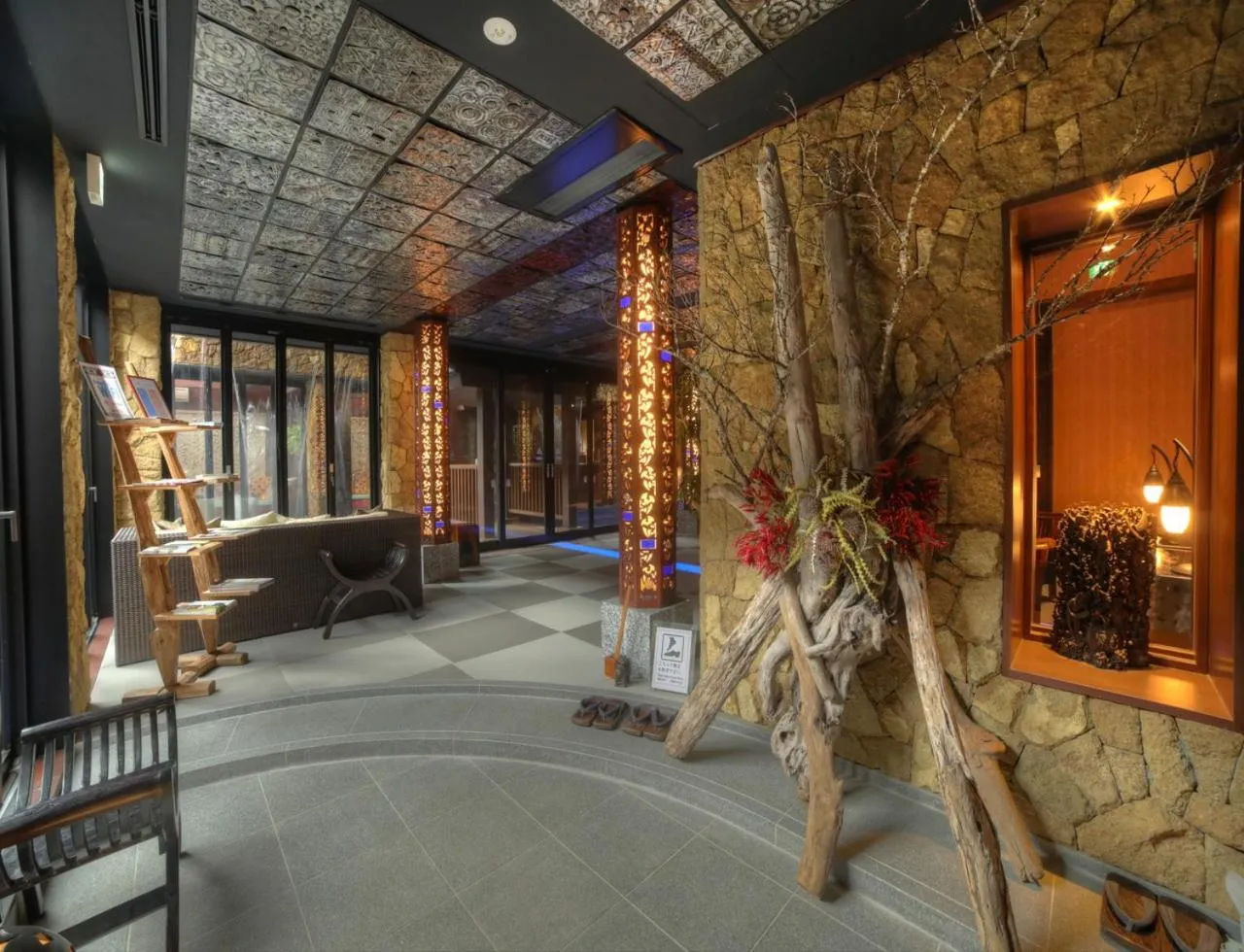 Lobby or reception in Balinese onsen ryokan Hakone Airu