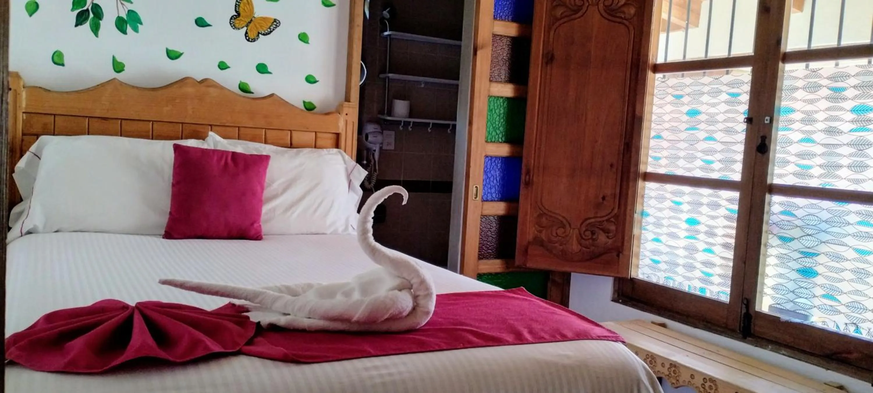 Bed in Hotel Tierra Maya