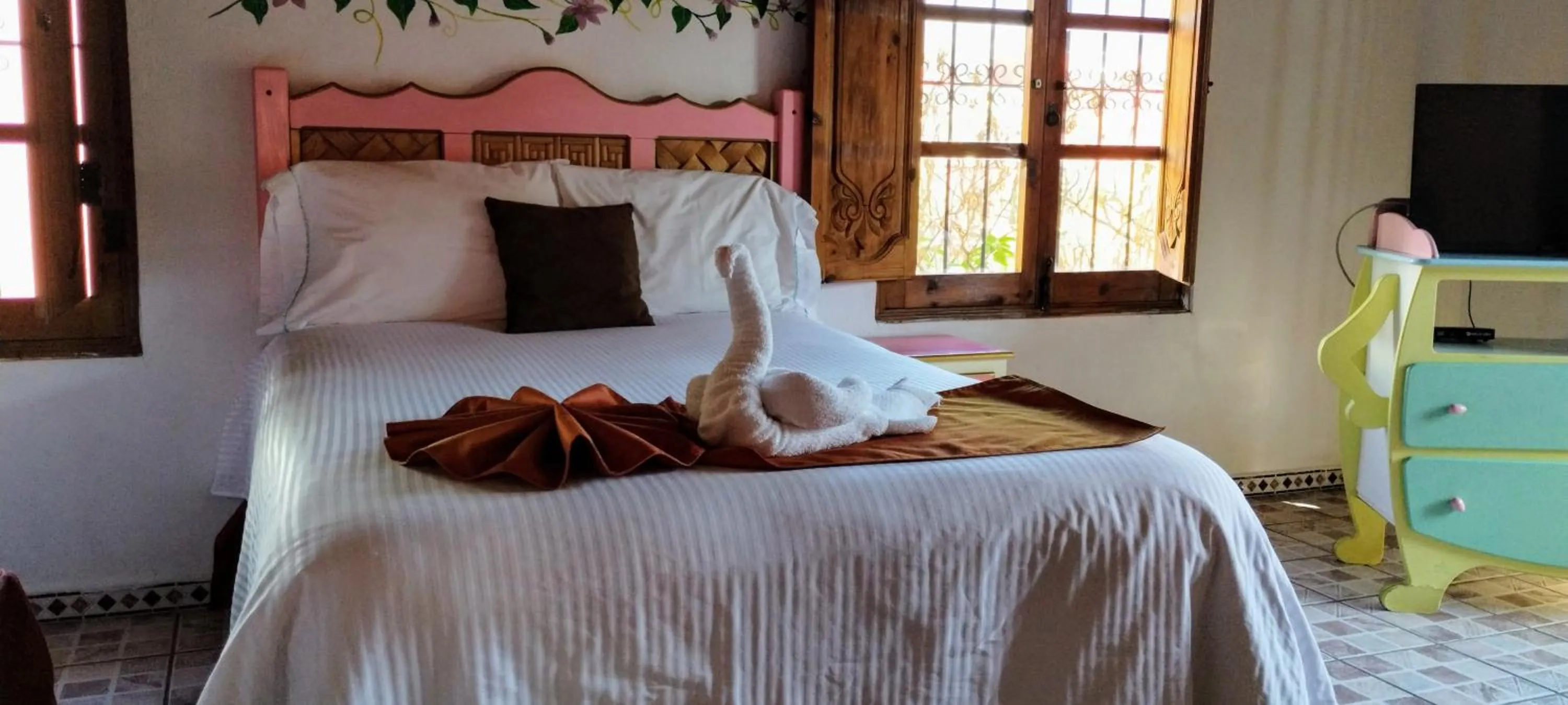 Bed in Hotel Tierra Maya