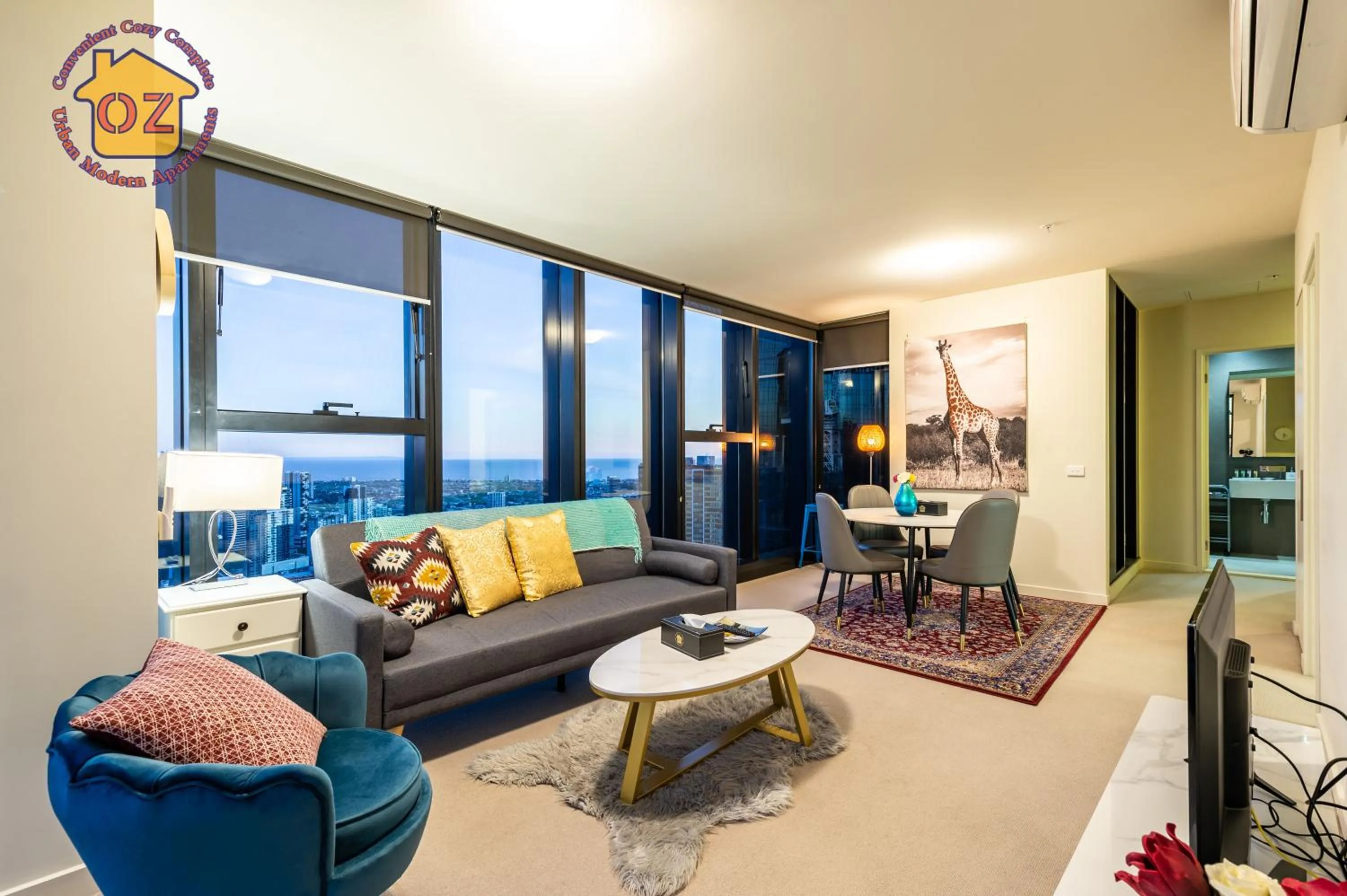 Living room in Aussie Escape Apartments-Skyline Collins Tower
