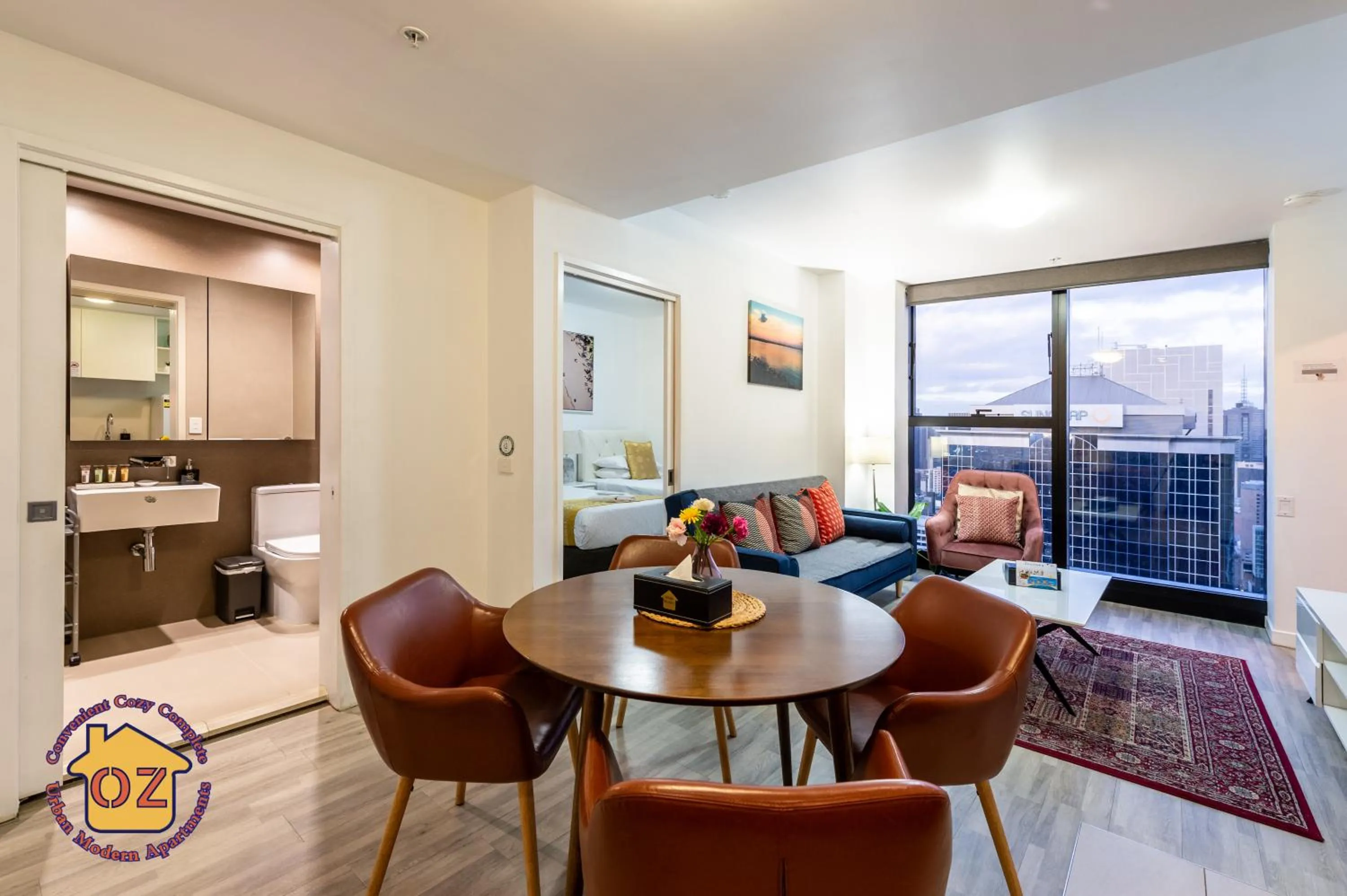 Living room in Aussie Escape Apartments-Skyline Collins Tower