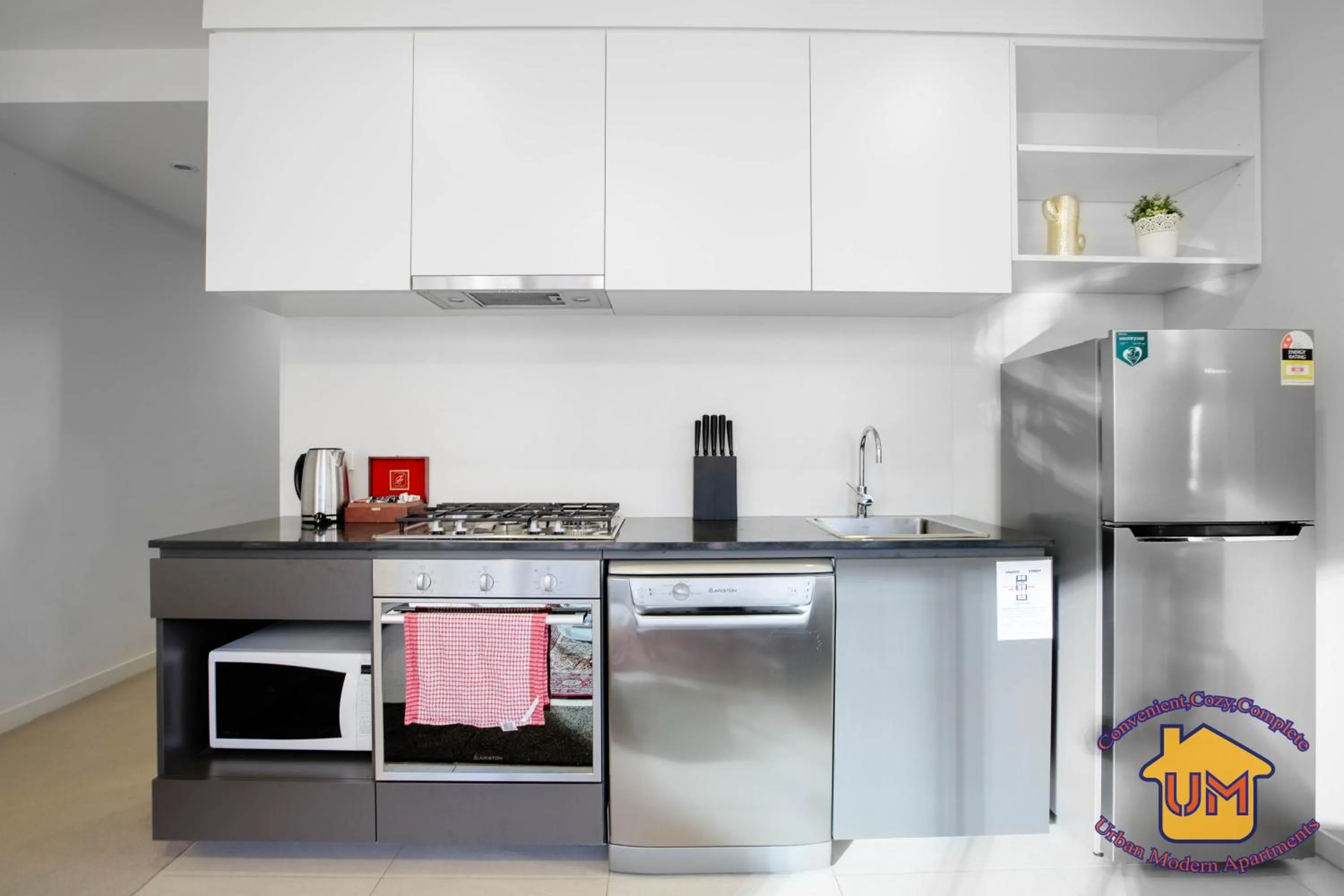 kitchen in Aussie Escape Apartments-Skyline Collins Tower