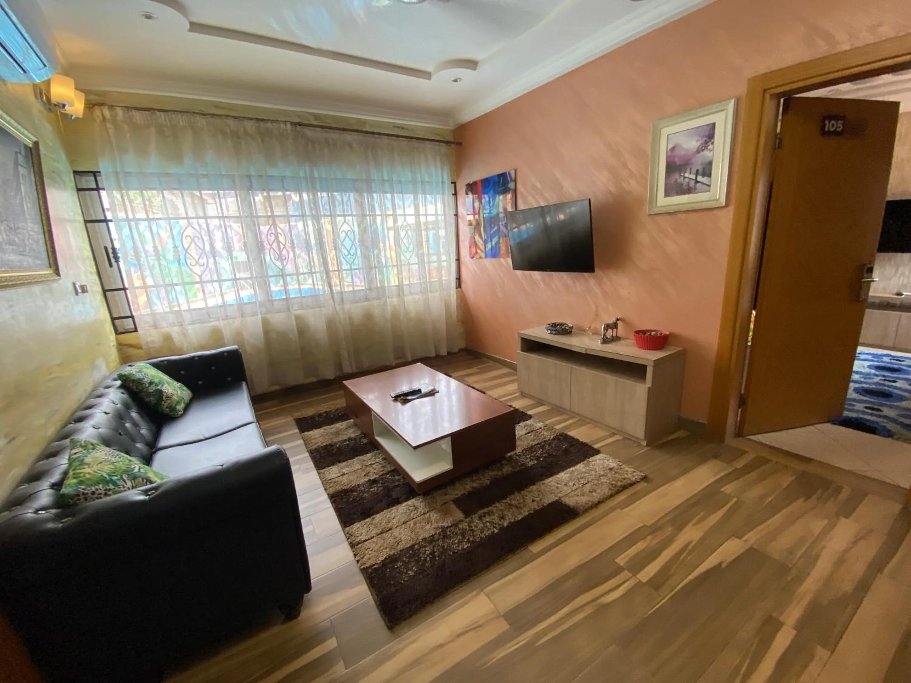 Seating area in Bays Lodge, Accra