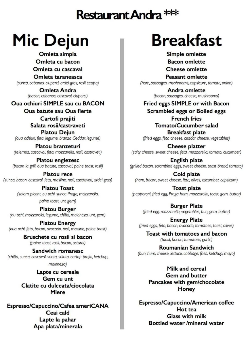 Breakfast in Motel Andra