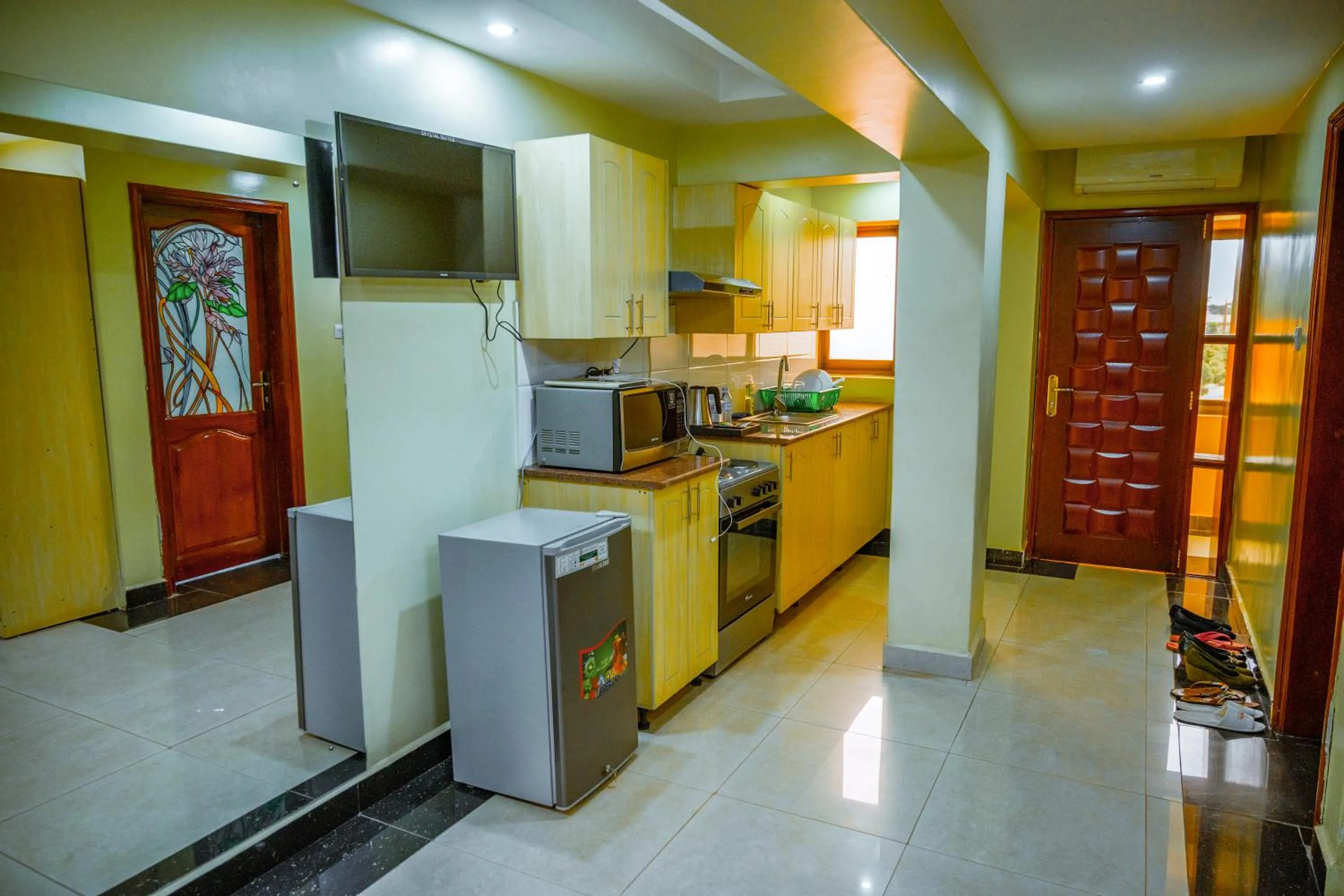 Kitchen or kitchenette in Crystal Suites & Apartments