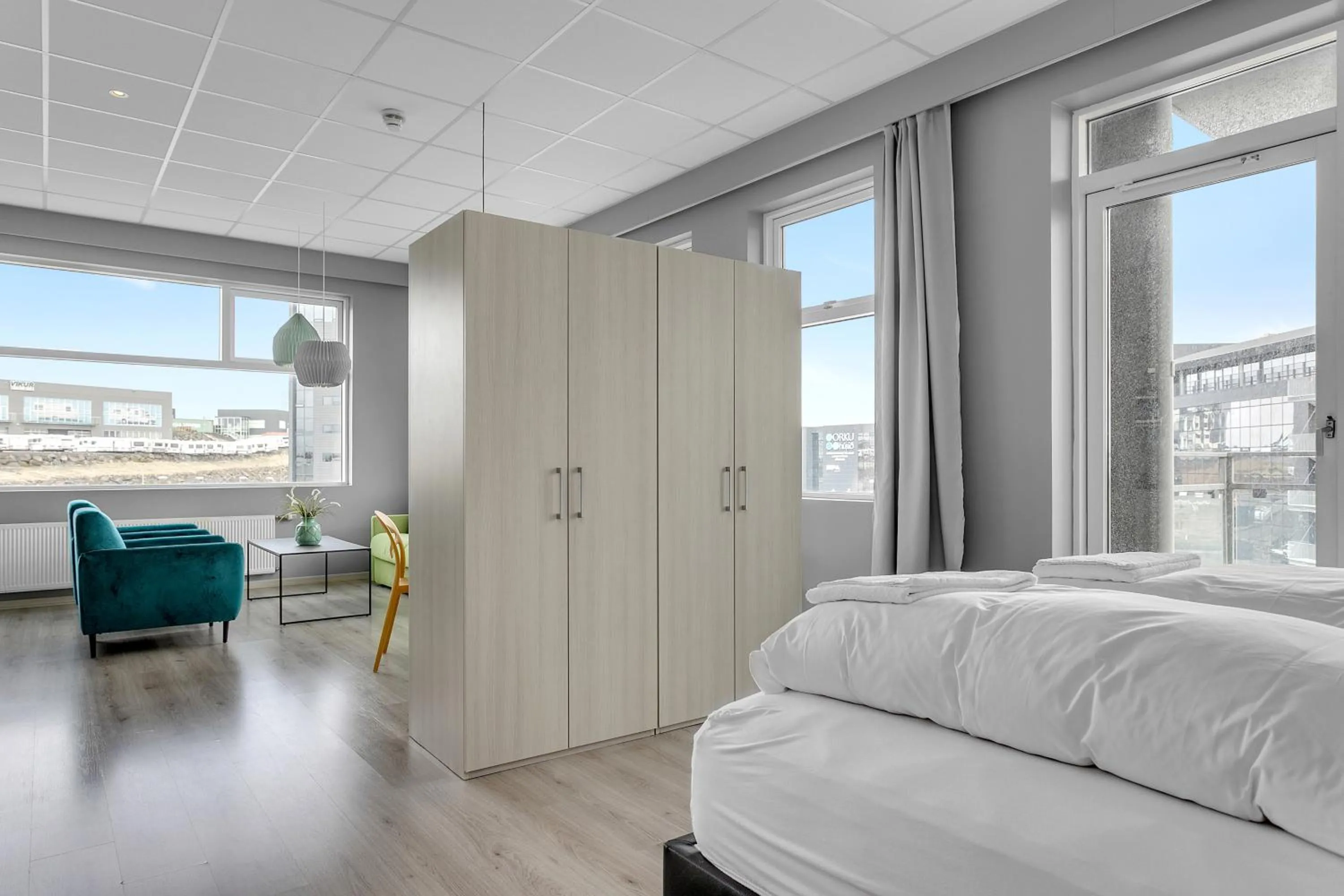 Living room, Bed in Icelandic Apartments by Heimaleiga