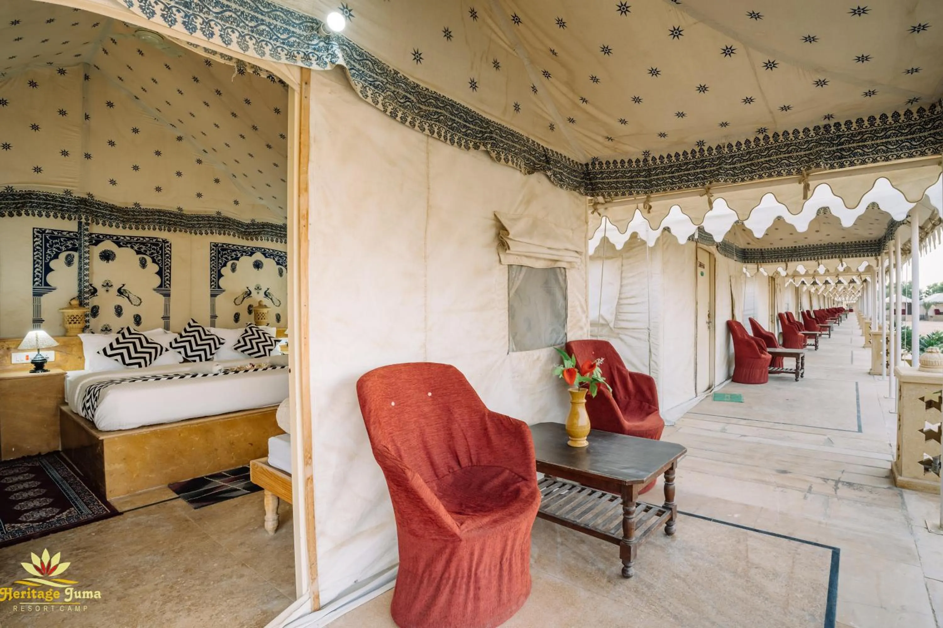 View (from property/room), Bed in Heritage Juma Resort with swimming pool