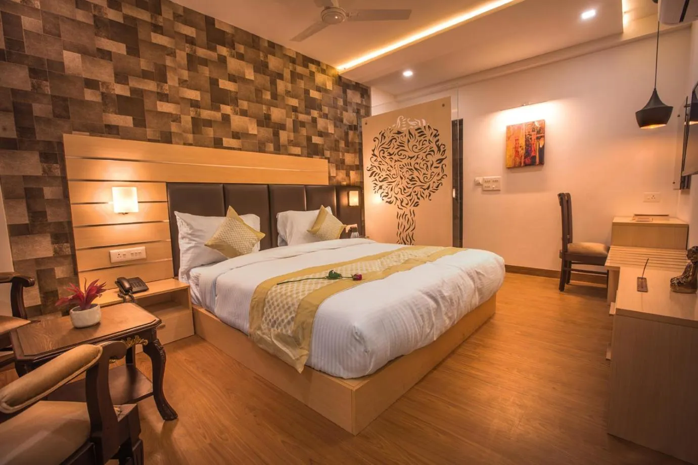 Photo of the whole room, Bed in Kadamb Spritual stay