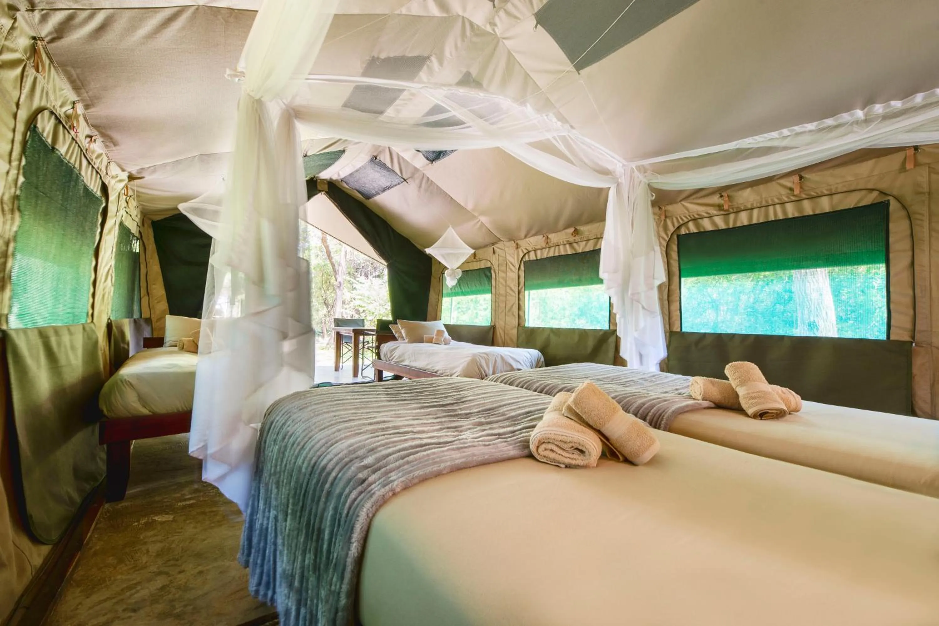 Bed in Zambezi Mubala Camp