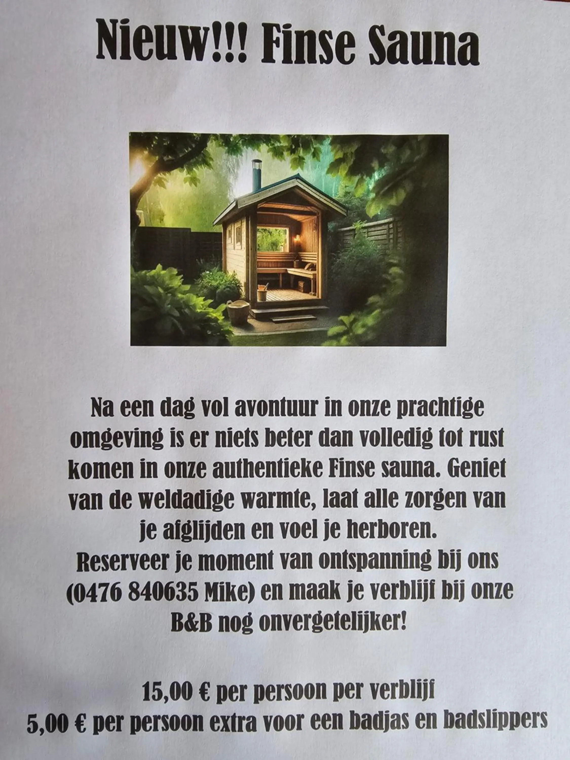 Sauna in B&B Barvaux, Durbuy