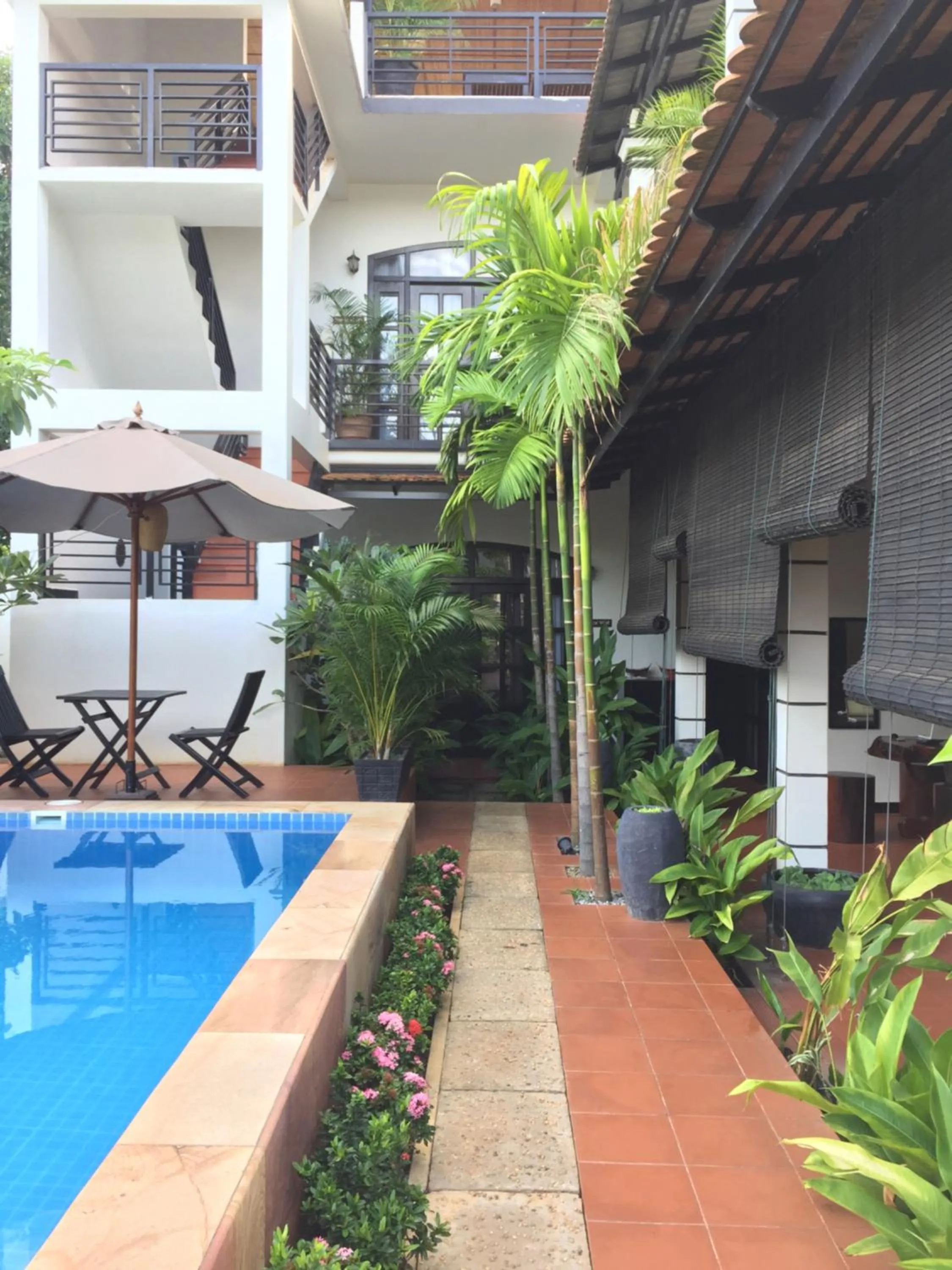 Patio in Private Boutique Home with Pool, The Fin Angkor Boutique
