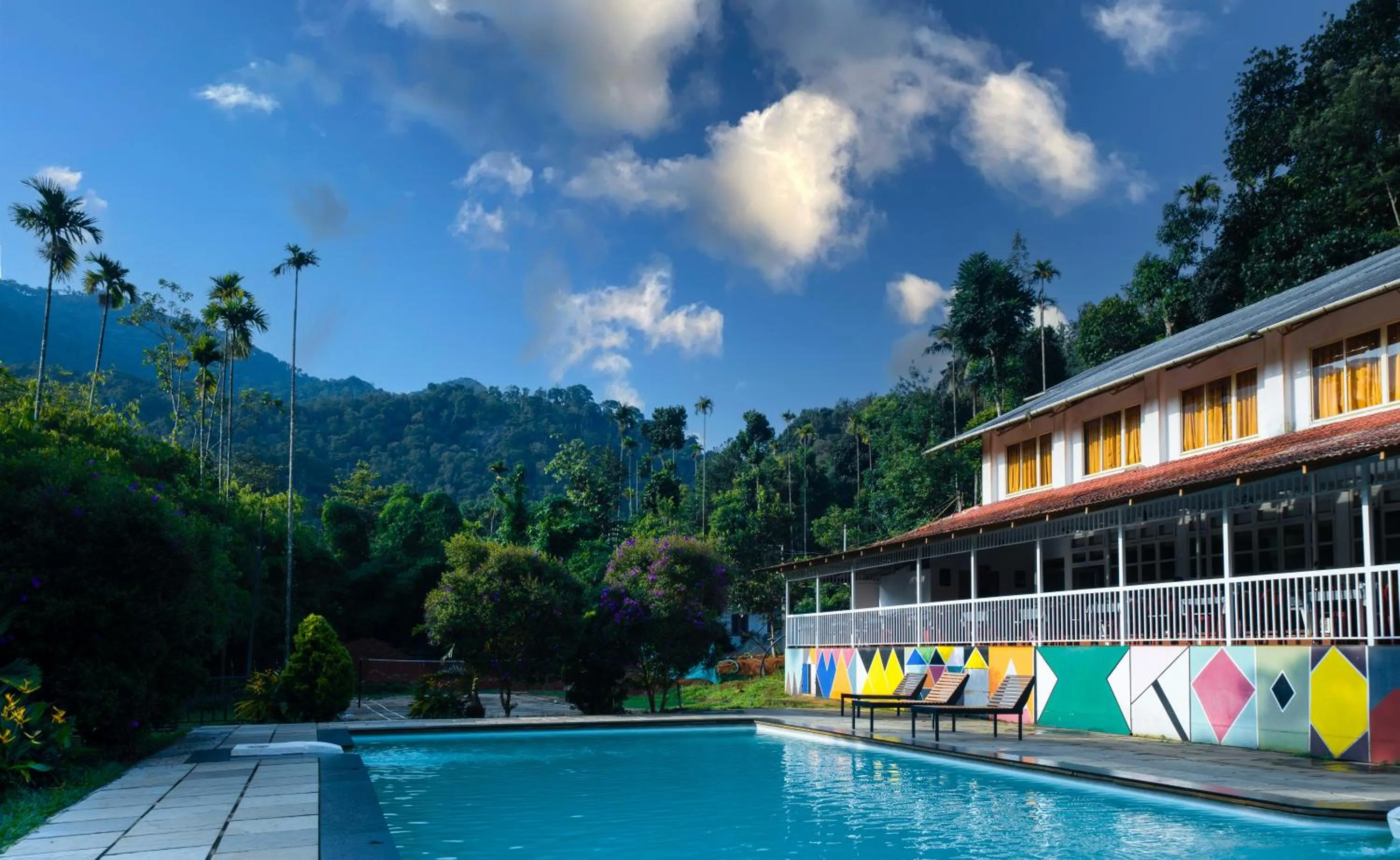 Pool view in Vythiri Holiday Resort, Wayanad
