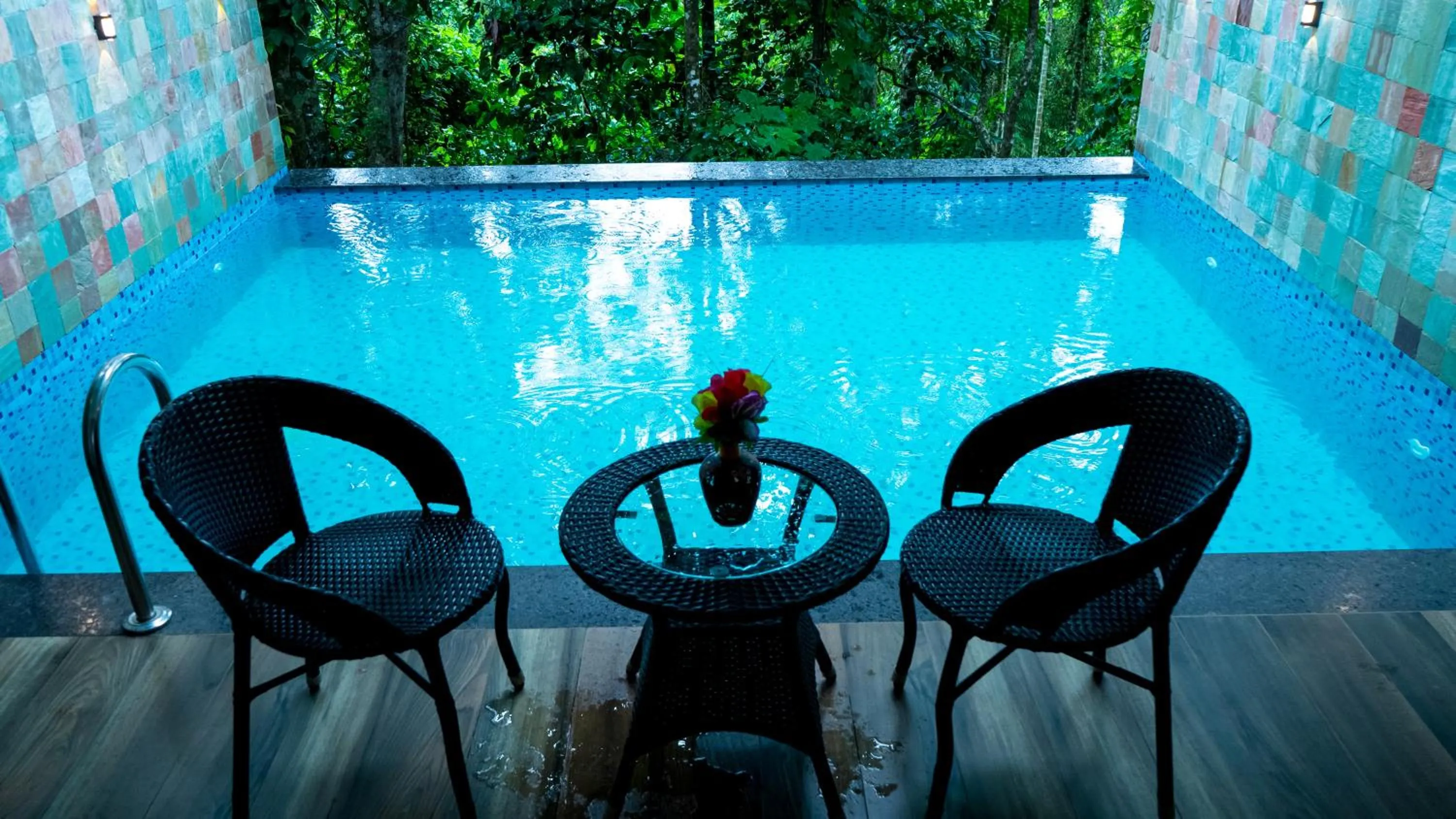 Pool view in Vythiri Holiday Resort, Wayanad