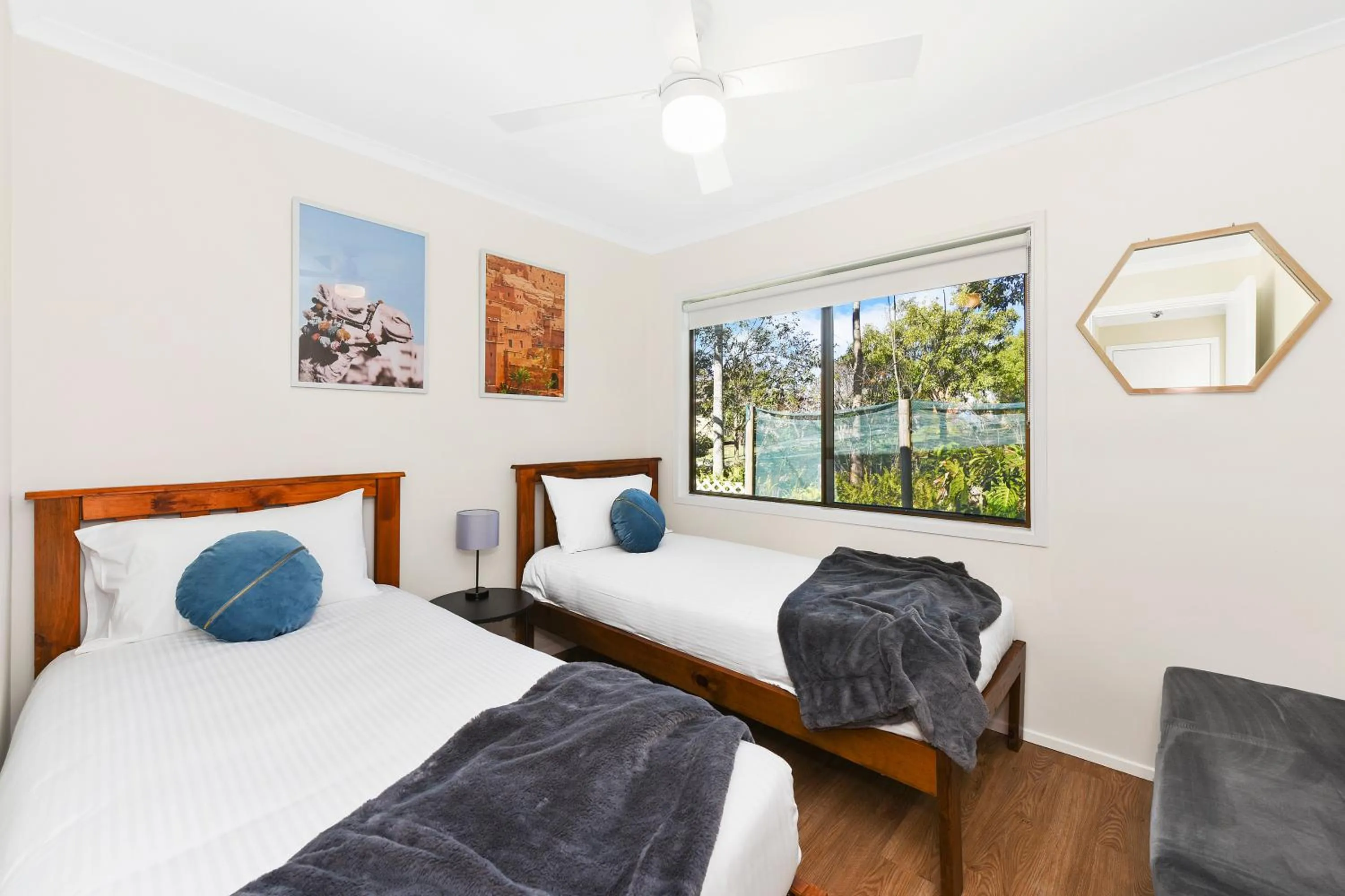 Bed in Flynns Beach Caravan Park