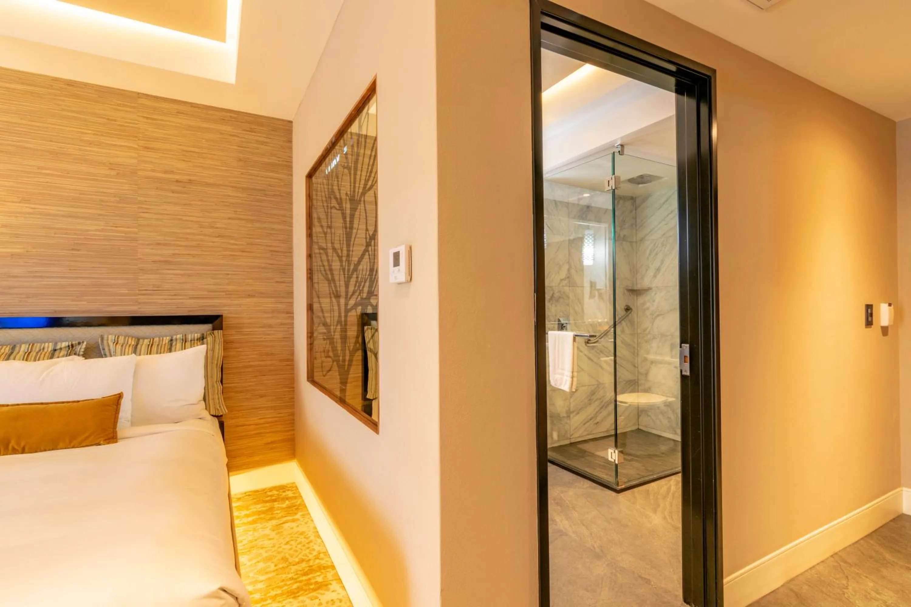 Shower, Bed in K Tower Boutique Hotel By Lucerna