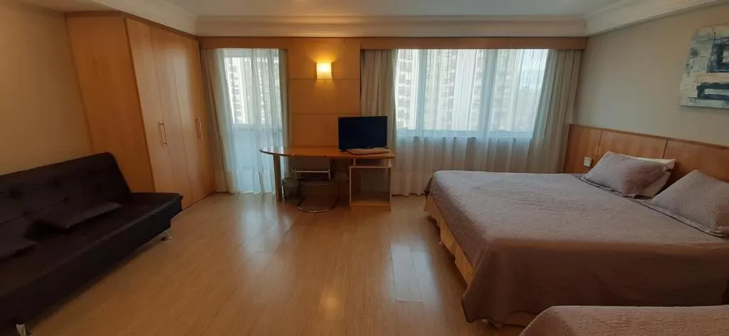 Bedroom, Bed in Mediterrâneo Flat - Apart-Hotel