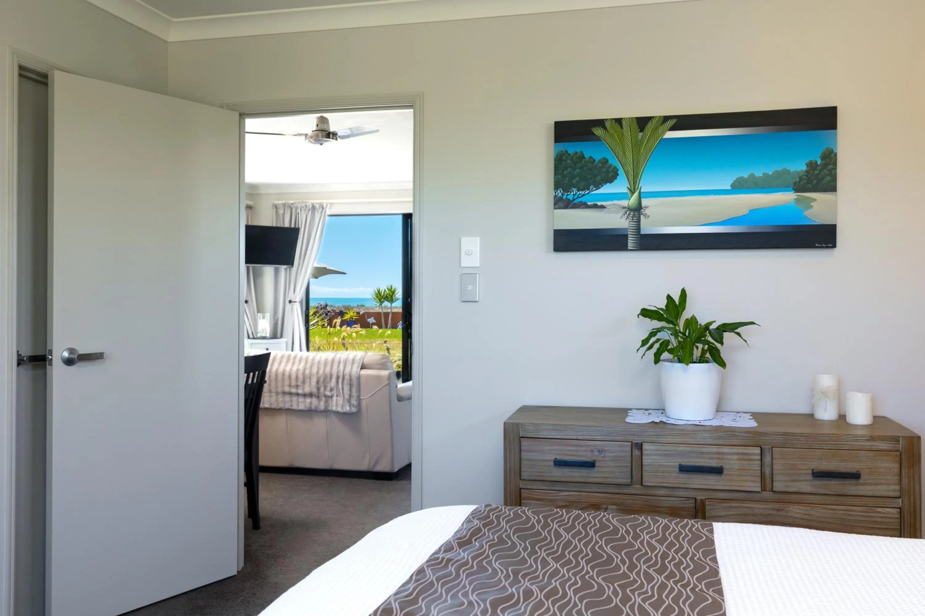 Bedroom in Ocean View Beachfront Apartment