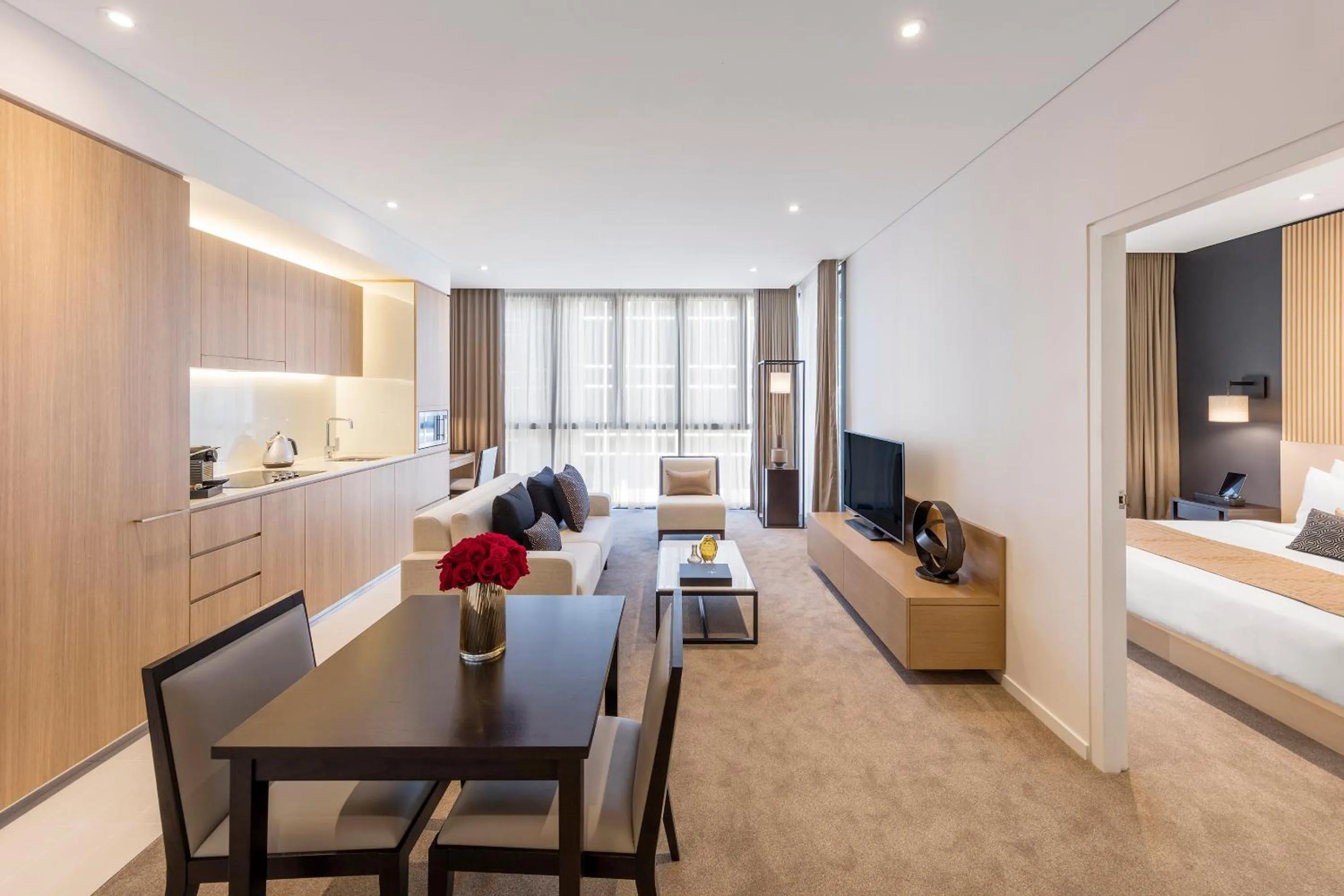 Bed in SKYE Hotel Suites Parramatta