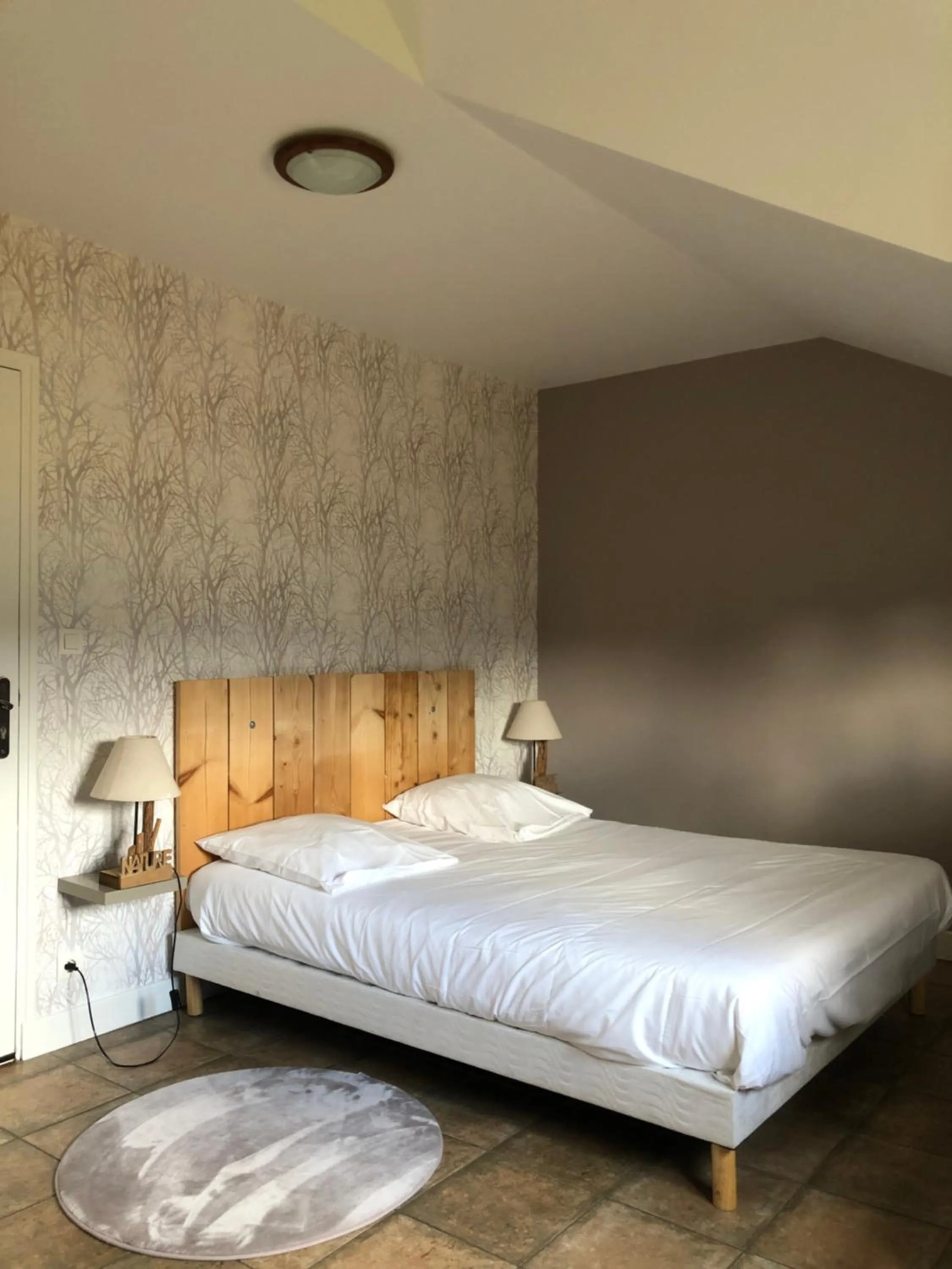 Bed in Logis Hôtel Volcan Sancy