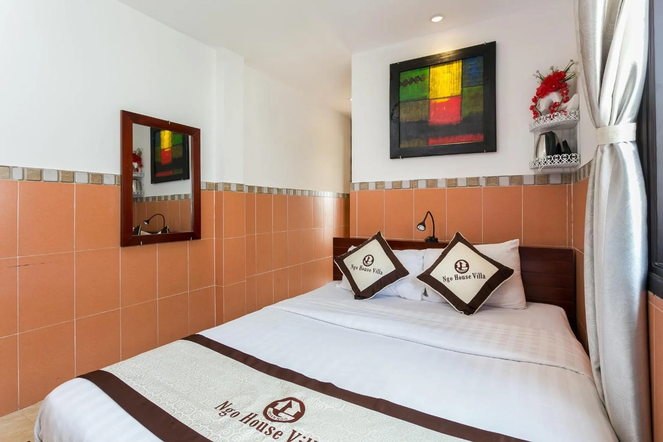 Bed in Ngo House Villa