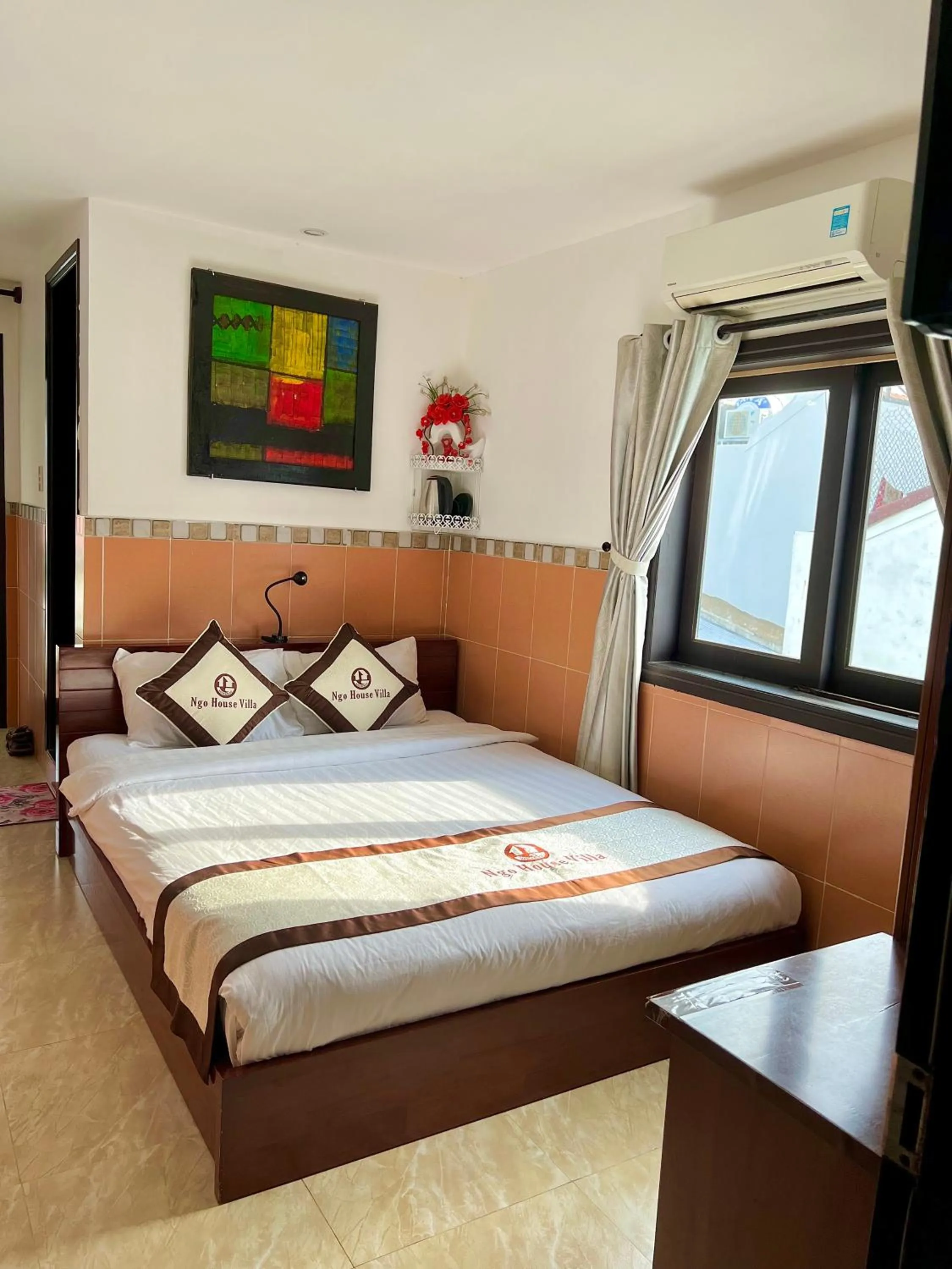 Bed in Ngo House Villa