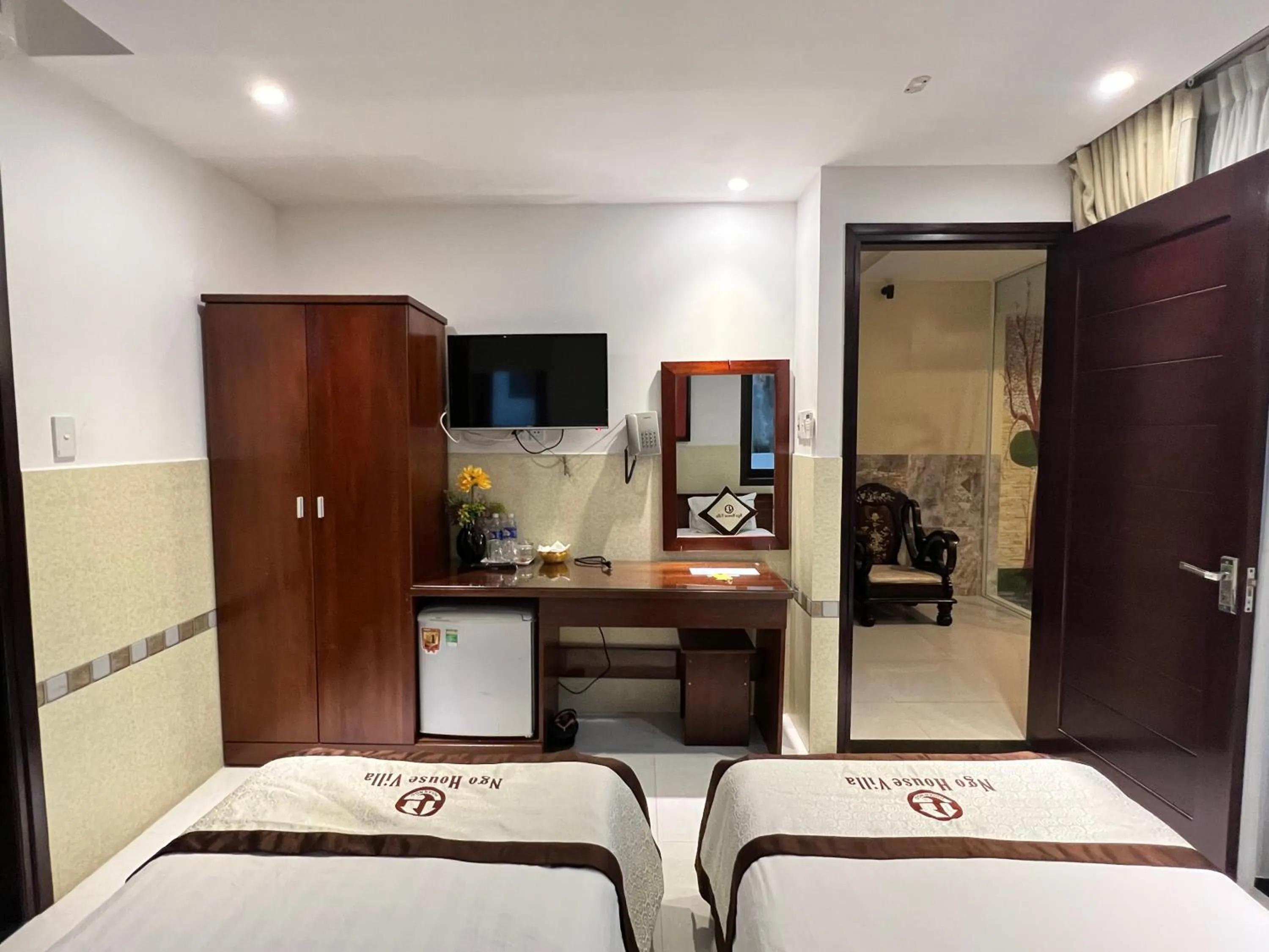 Bed in Ngo House Villa