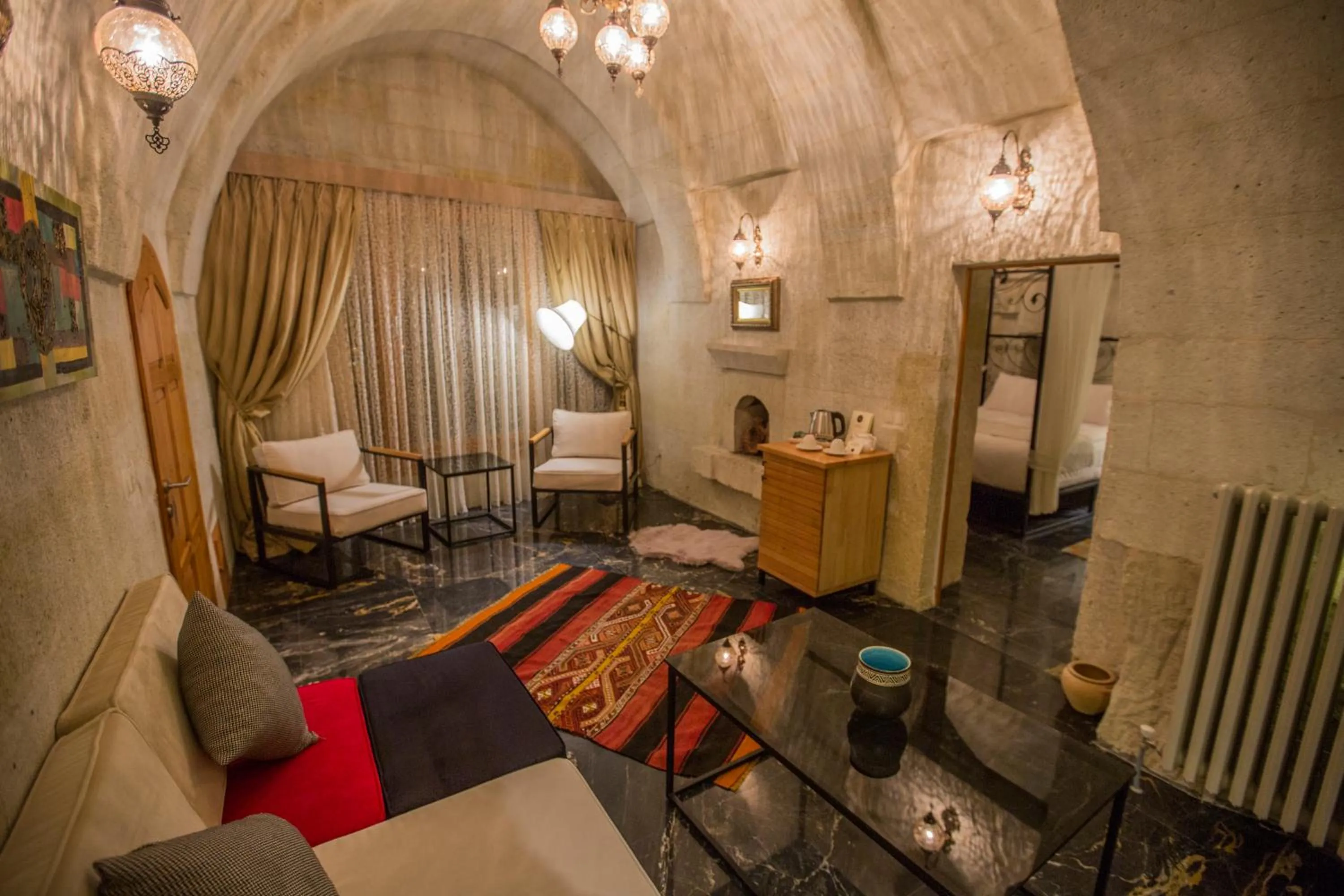 Living room in Agarta Cave Hotel