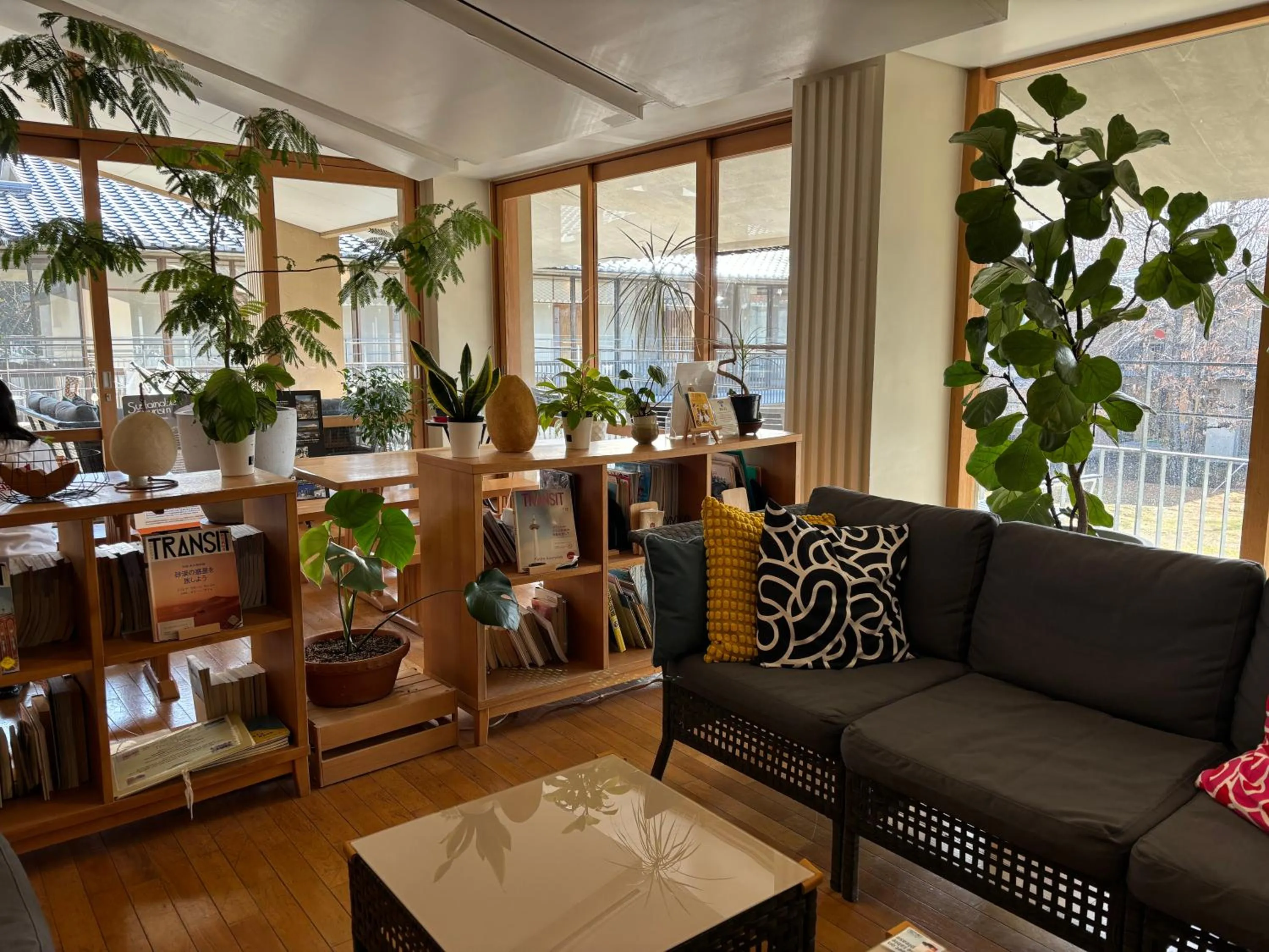 Seating area in Kyoto Utano Youth Hostel