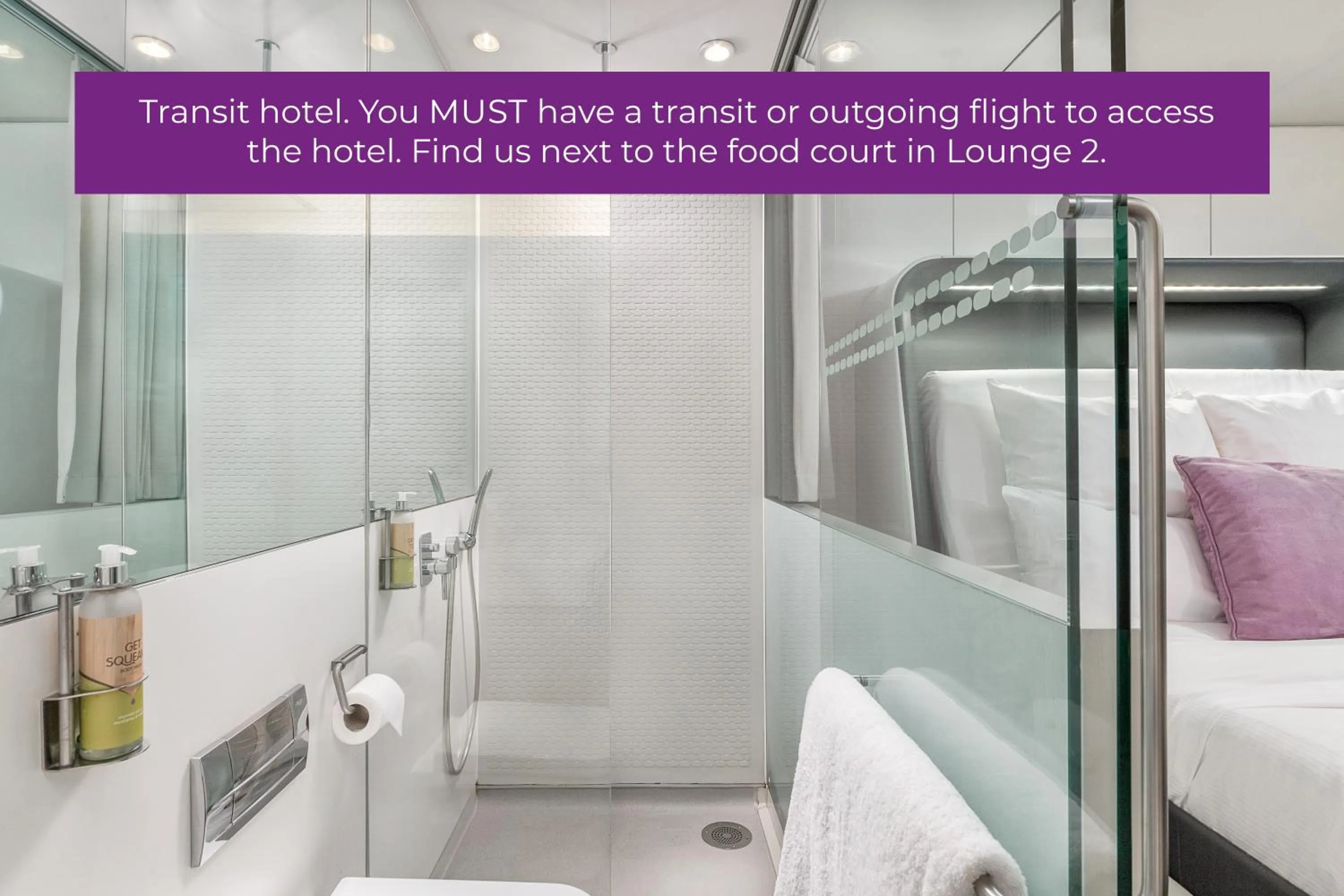Shower, Bed in YOTELAIR Amsterdam Schiphol Transit Hotel