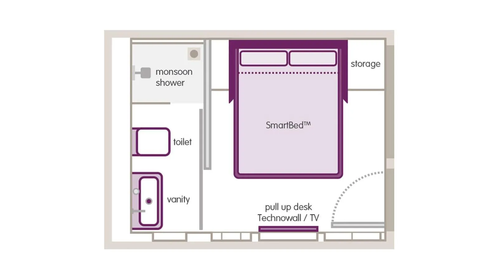Floor plan in YOTELAIR Amsterdam Schiphol Transit Hotel