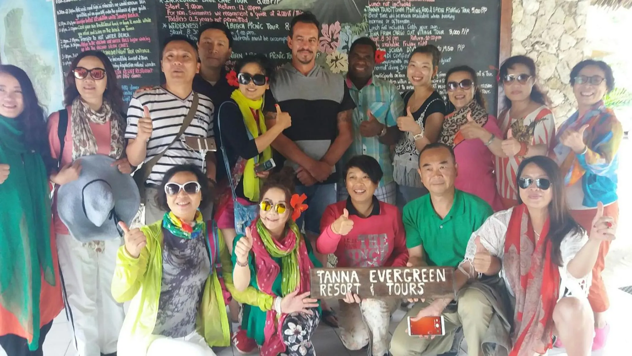 group of guests in Tanna Evergreen Resort & Tours