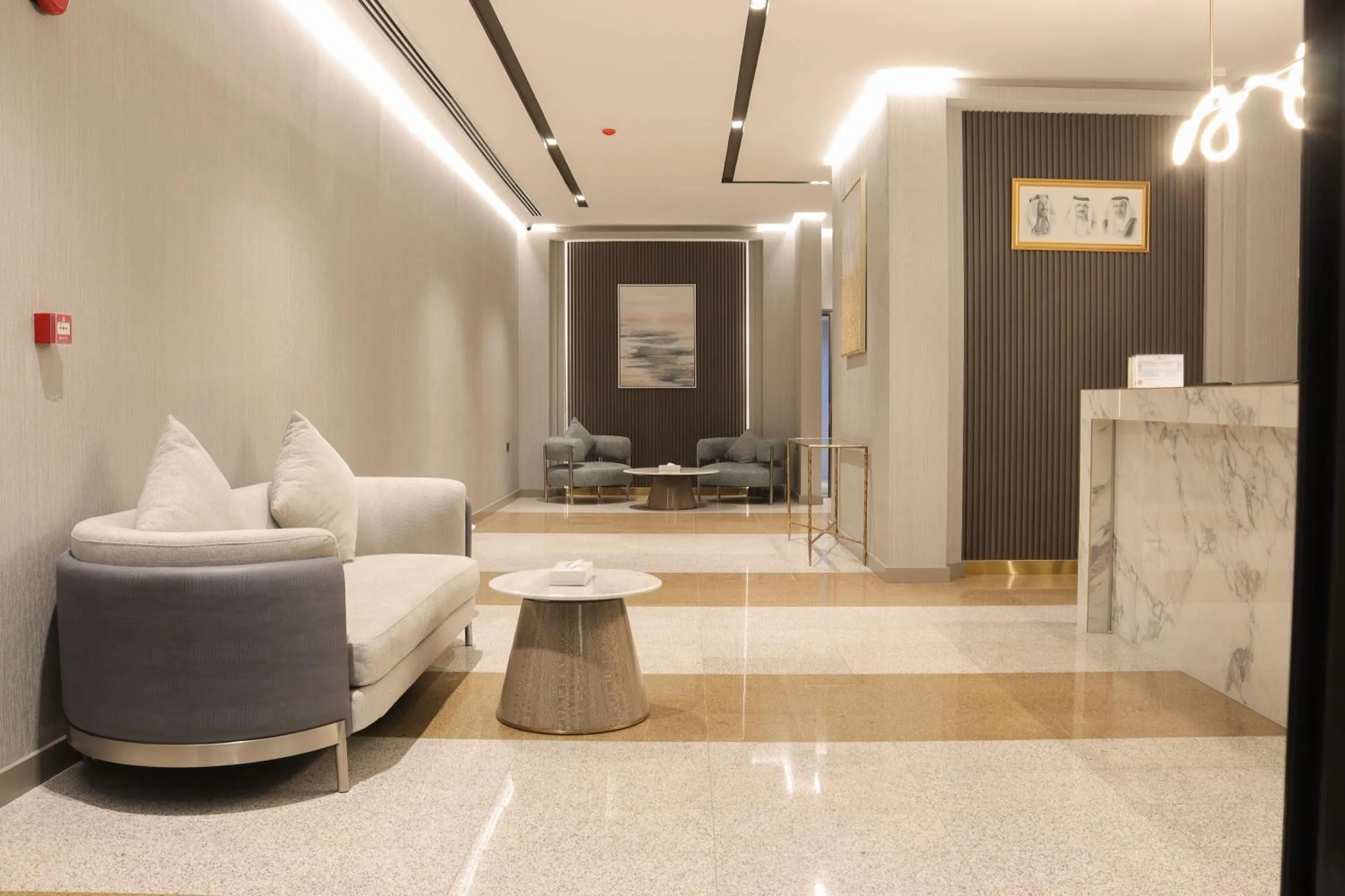 Seating area in Infinity Tower Suites WLL