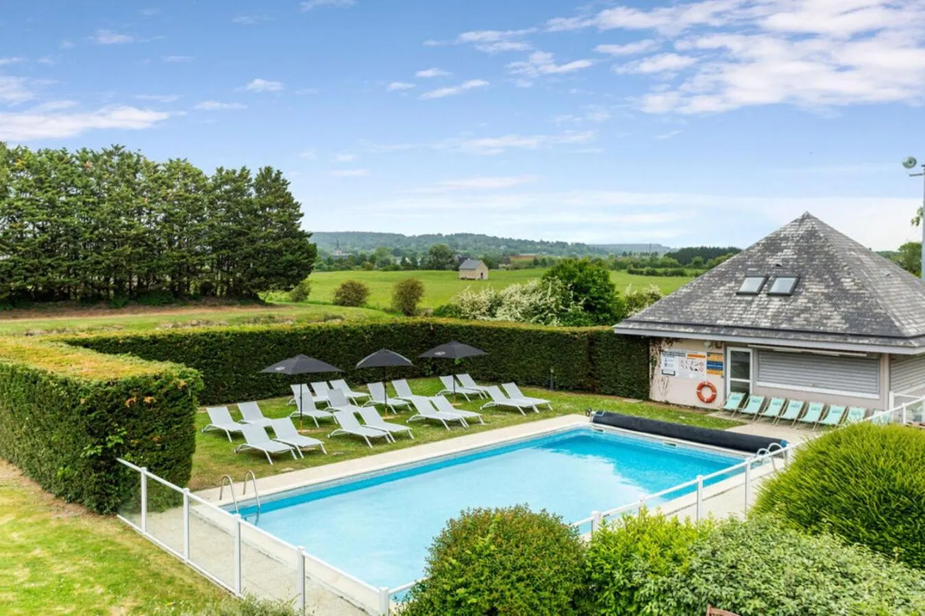 Pool view in Kyriad Deauville - St Arnoult